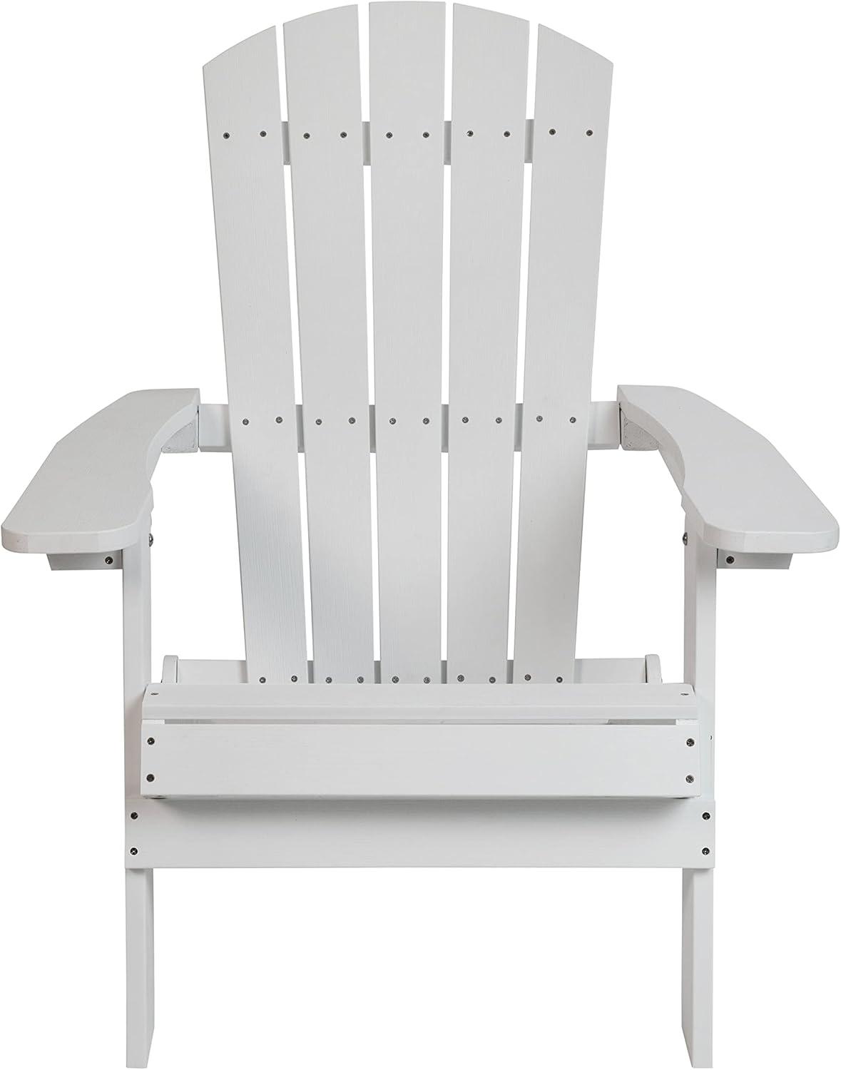 imageFlash Furniture Charlestown Commercial Folding Adirondack Chair Mahogany Poly Resin IndoorOutdoor Weather ResistantWhite