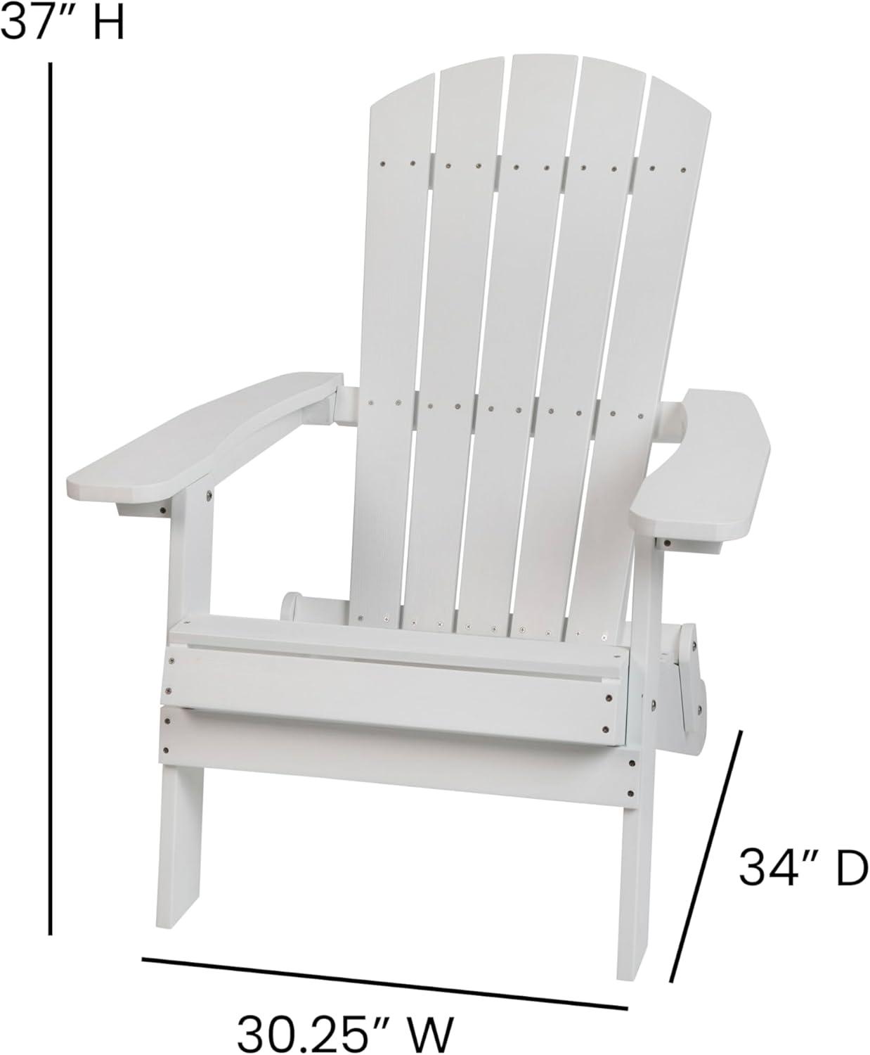 imageFlash Furniture Charlestown Commercial Folding Adirondack Chair Mahogany Poly Resin IndoorOutdoor Weather ResistantWhite