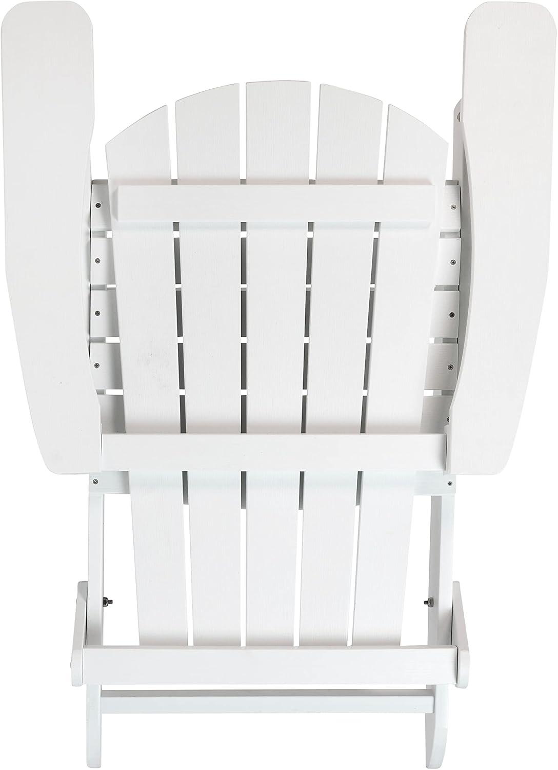 imageFlash Furniture Charlestown Commercial Folding Adirondack Chair Mahogany Poly Resin IndoorOutdoor Weather ResistantWhite