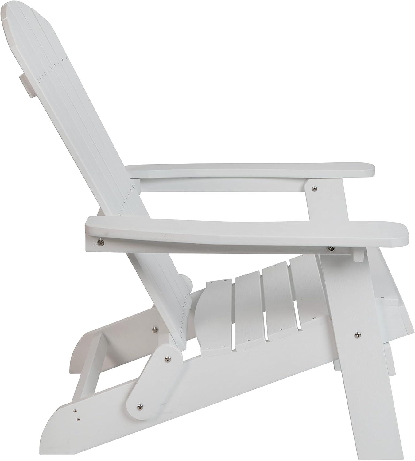 imageFlash Furniture Charlestown Commercial Folding Adirondack Chair Mahogany Poly Resin IndoorOutdoor Weather ResistantWhite