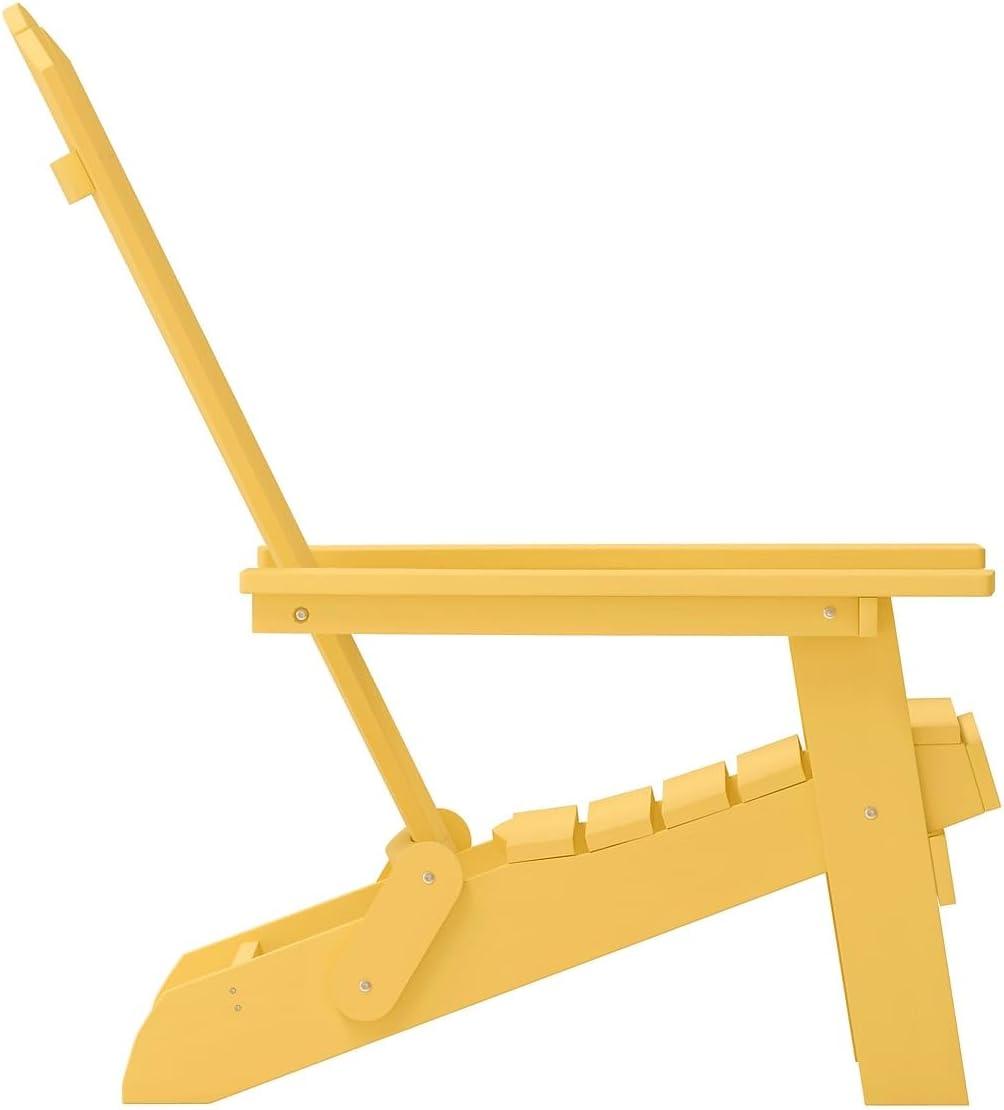 imageFlash Furniture Charlestown Commercial Folding Adirondack Chair Mahogany Poly Resin IndoorOutdoor Weather ResistantYellow