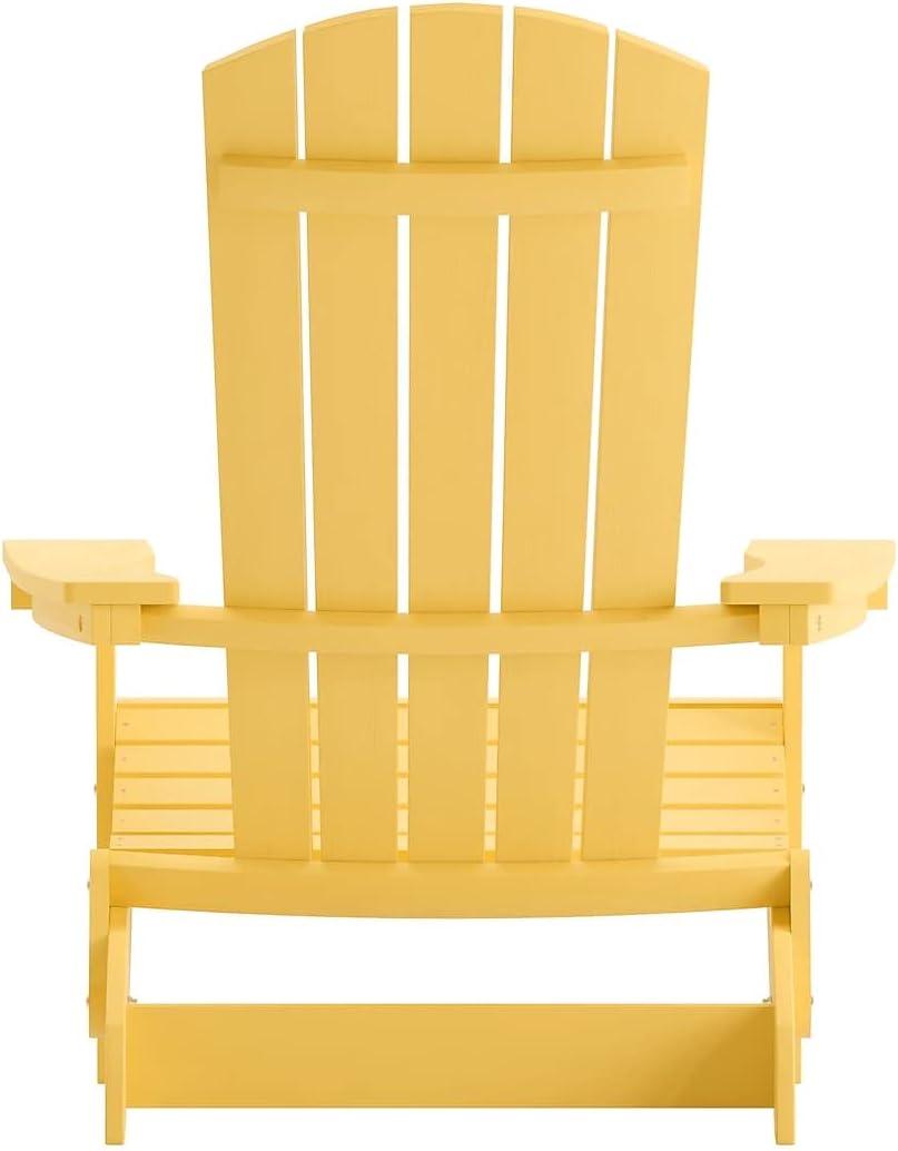 imageFlash Furniture Charlestown Commercial Folding Adirondack Chair Mahogany Poly Resin IndoorOutdoor Weather ResistantYellow