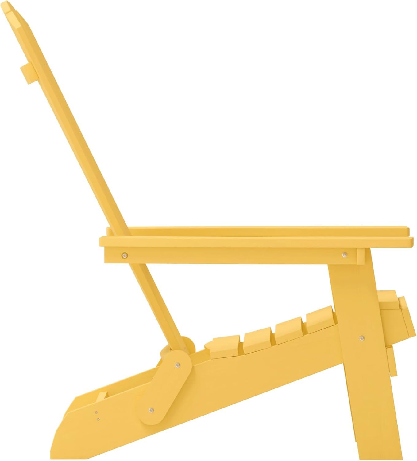 imageFlash Furniture Charlestown Commercial Folding Adirondack Chair Mahogany Poly Resin IndoorOutdoor Weather ResistantYellow