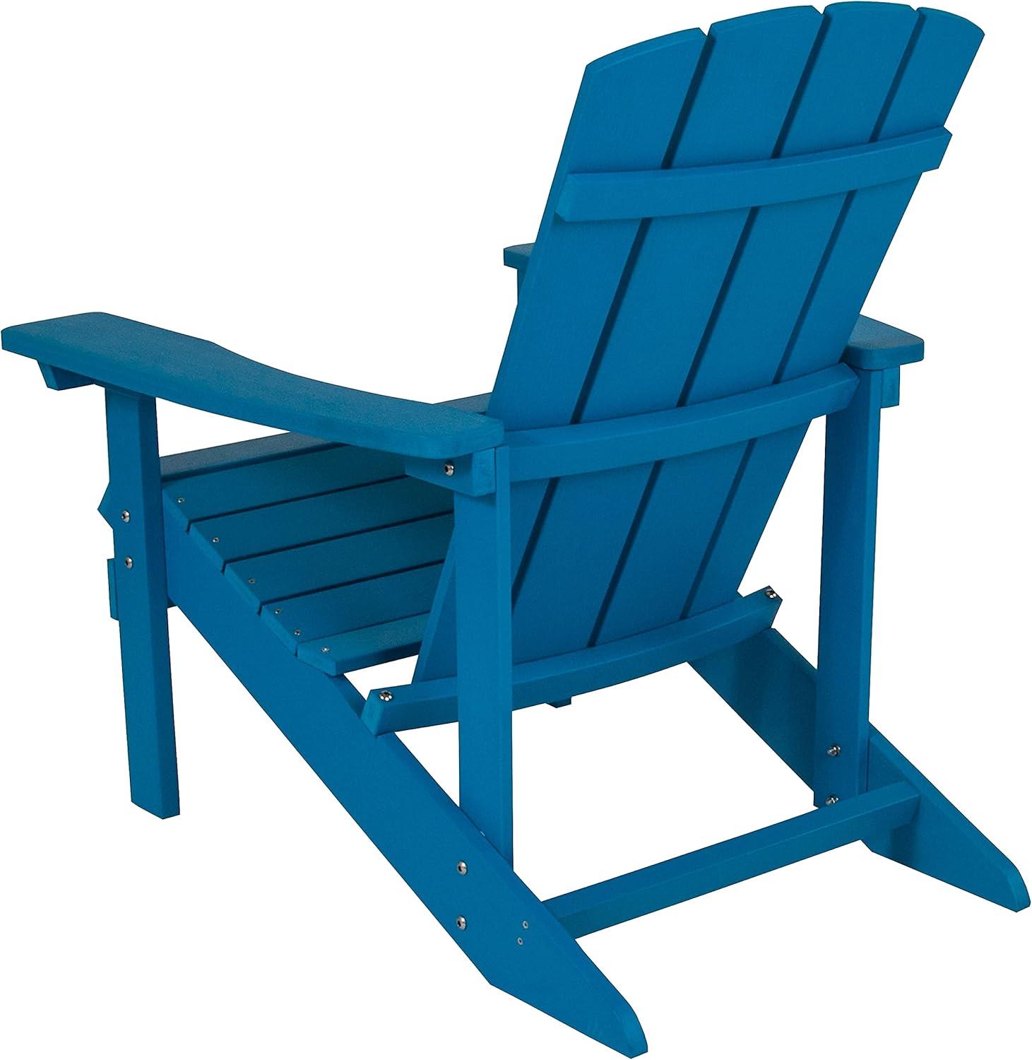 imageFlash Furniture Charlestown Commercial Grade IndoorOutdoor Adirondack Chair Weather Resistant Durable Poly Resin Deck and Patio Seating Slate GrayBlue