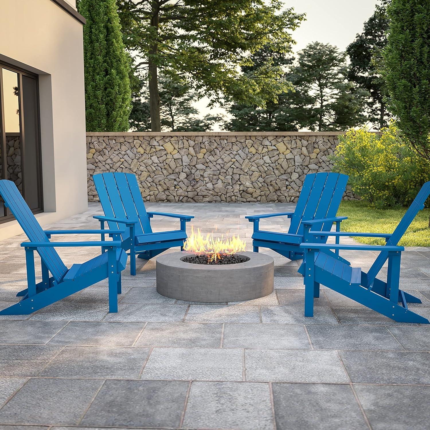 imageFlash Furniture Charlestown Commercial Grade IndoorOutdoor Adirondack Chair Weather Resistant Durable Poly Resin Deck and Patio Seating Slate GrayBlue