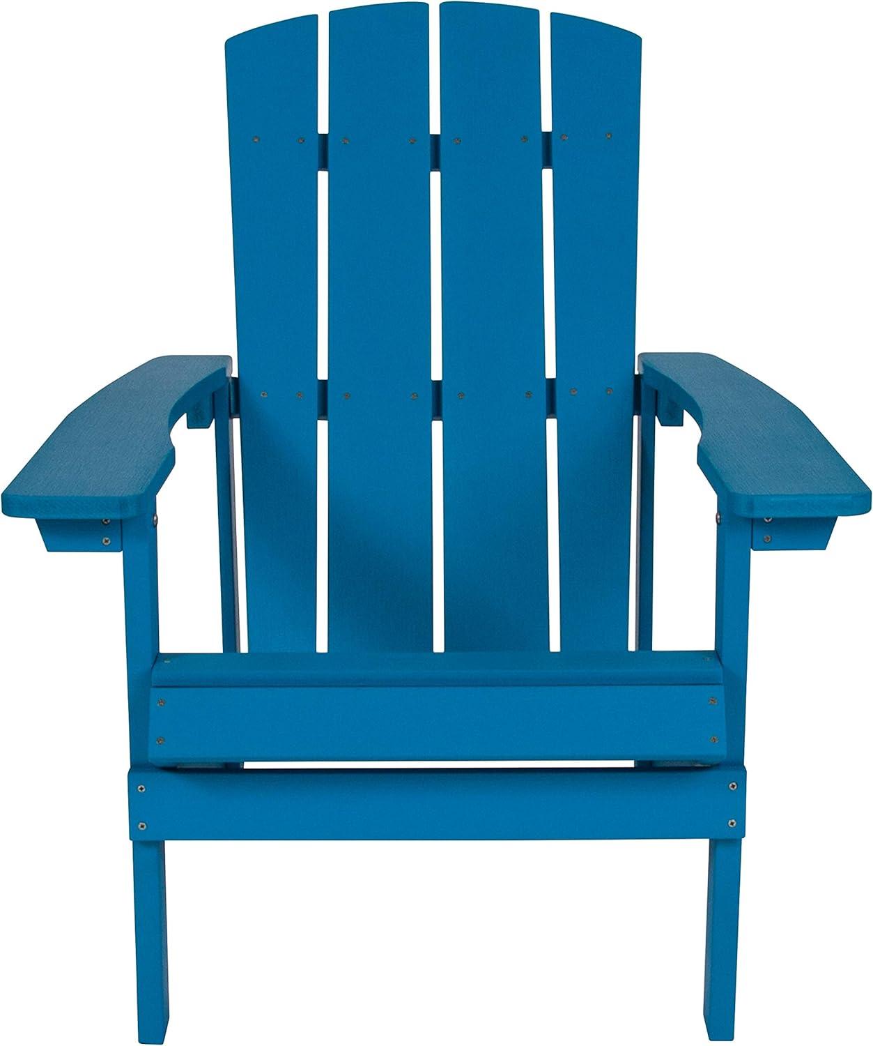imageFlash Furniture Charlestown Commercial Grade IndoorOutdoor Adirondack Chair Weather Resistant Durable Poly Resin Deck and Patio Seating Slate GrayBlue