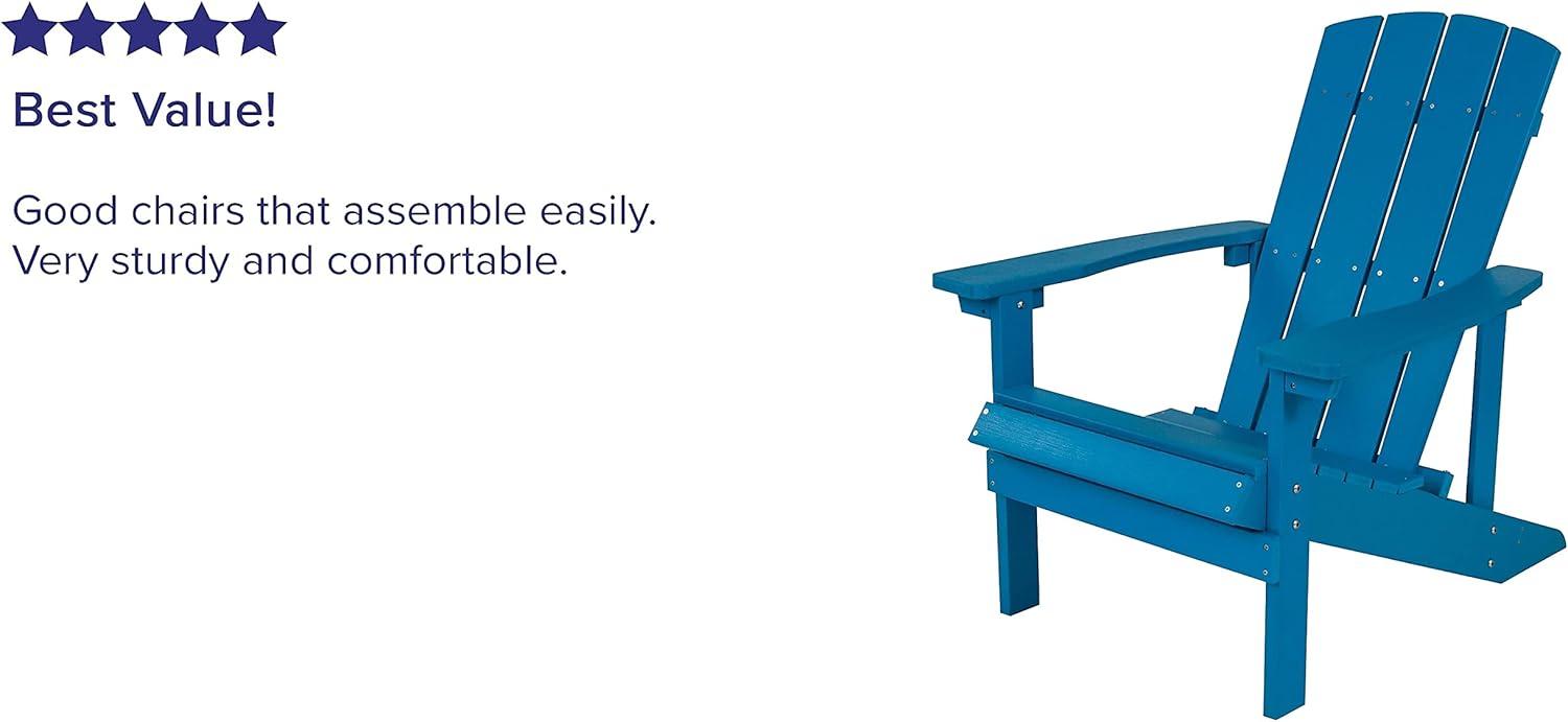 imageFlash Furniture Charlestown Commercial Grade IndoorOutdoor Adirondack Chair Weather Resistant Durable Poly Resin Deck and Patio Seating Slate GrayBlue
