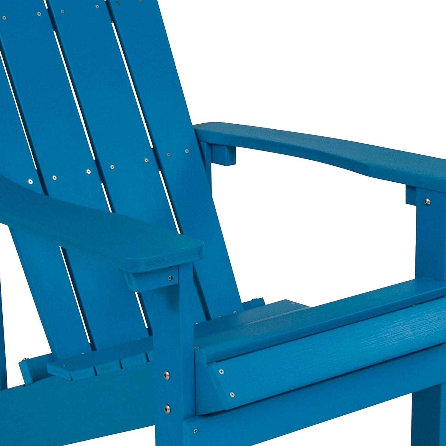 imageFlash Furniture Charlestown Commercial Grade IndoorOutdoor Adirondack Chair Weather Resistant Durable Poly Resin Deck and Patio Seating Slate GrayBlue