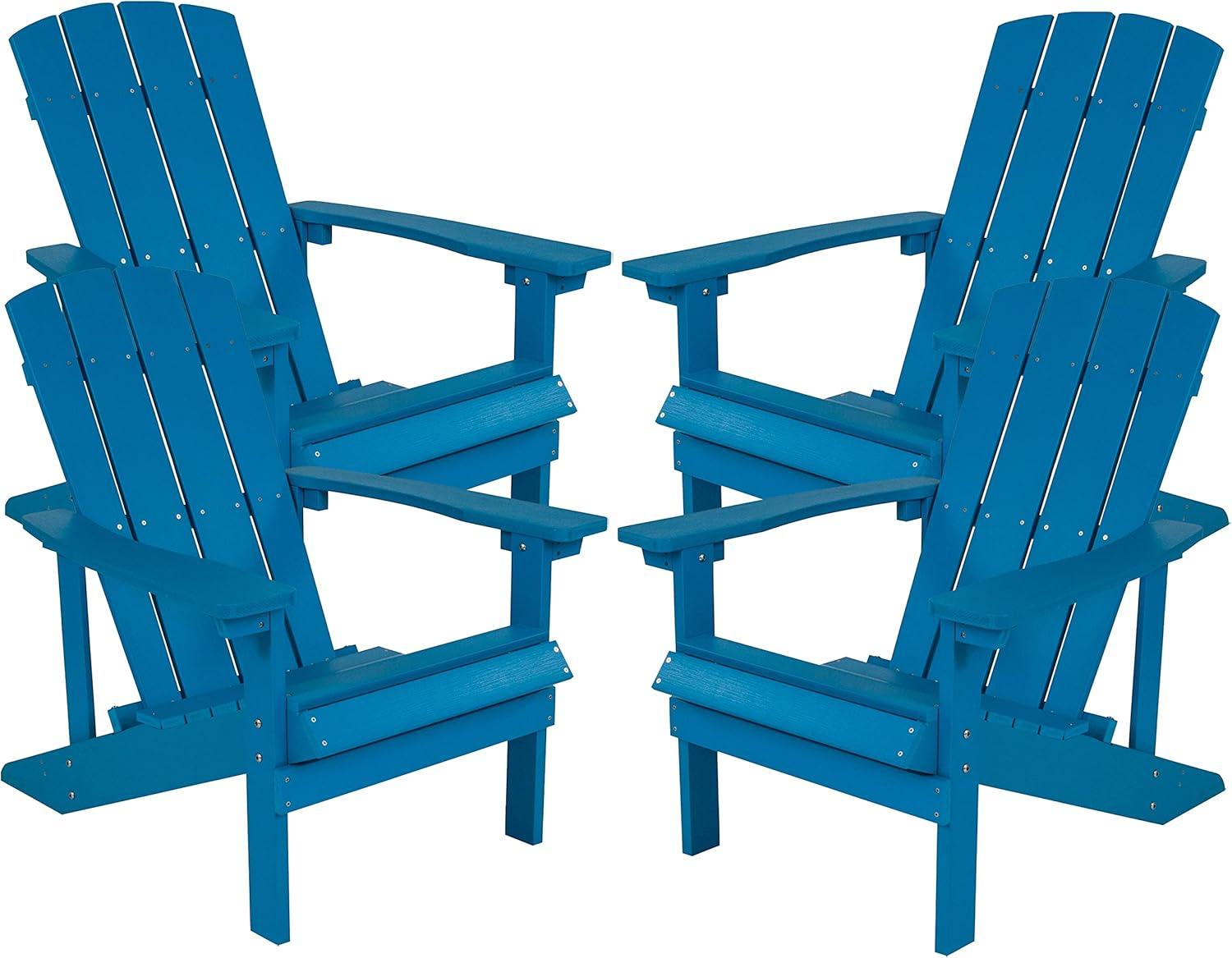 imageFlash Furniture Charlestown Commercial Grade IndoorOutdoor Adirondack Chair Weather Resistant Durable Poly Resin Deck and Patio Seating Slate GrayBlue