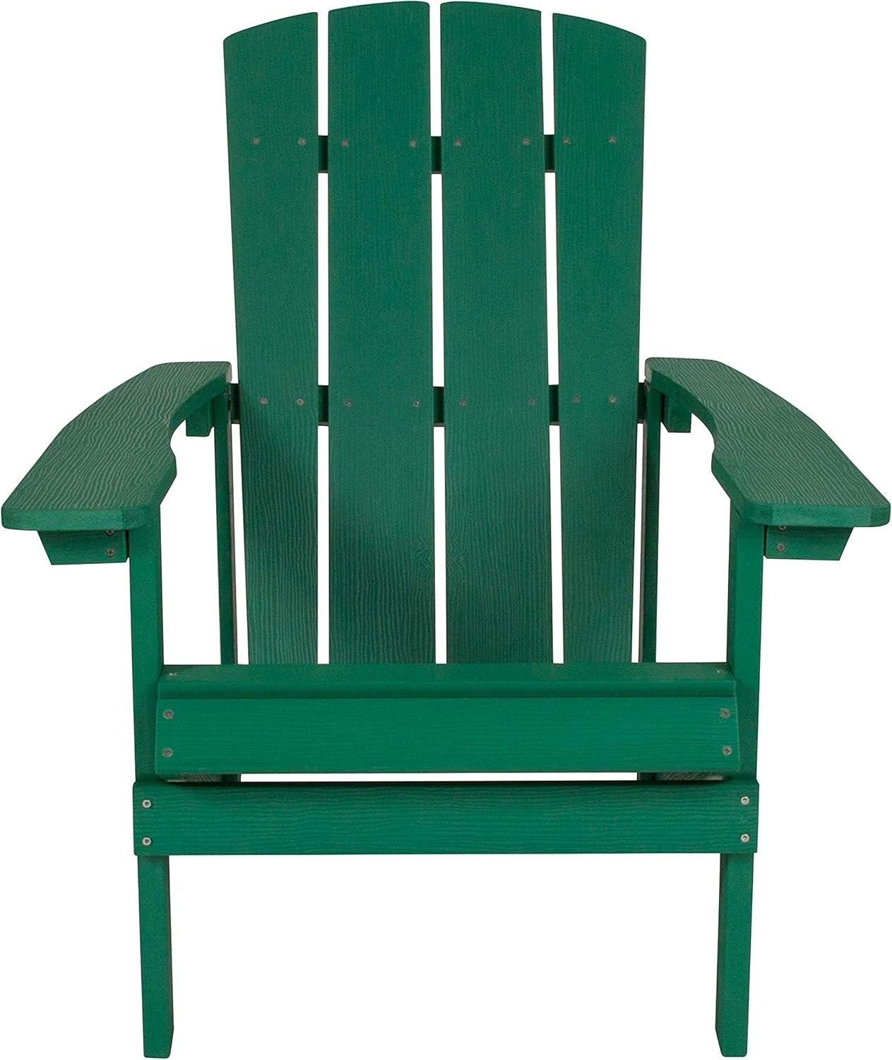 imageFlash Furniture Charlestown Commercial Grade IndoorOutdoor Adirondack Chair Weather Resistant Durable Poly Resin Deck and Patio Seating Slate GrayGreen