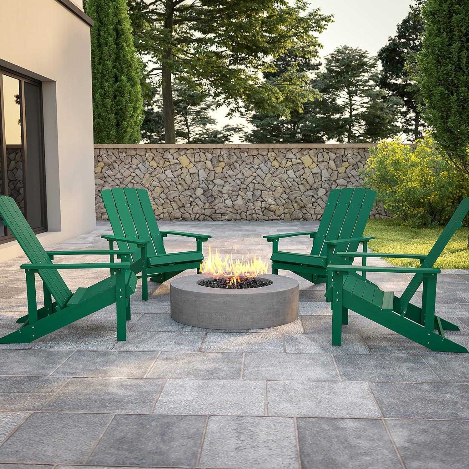 imageFlash Furniture Charlestown Commercial Grade IndoorOutdoor Adirondack Chair Weather Resistant Durable Poly Resin Deck and Patio Seating Slate GrayGreen