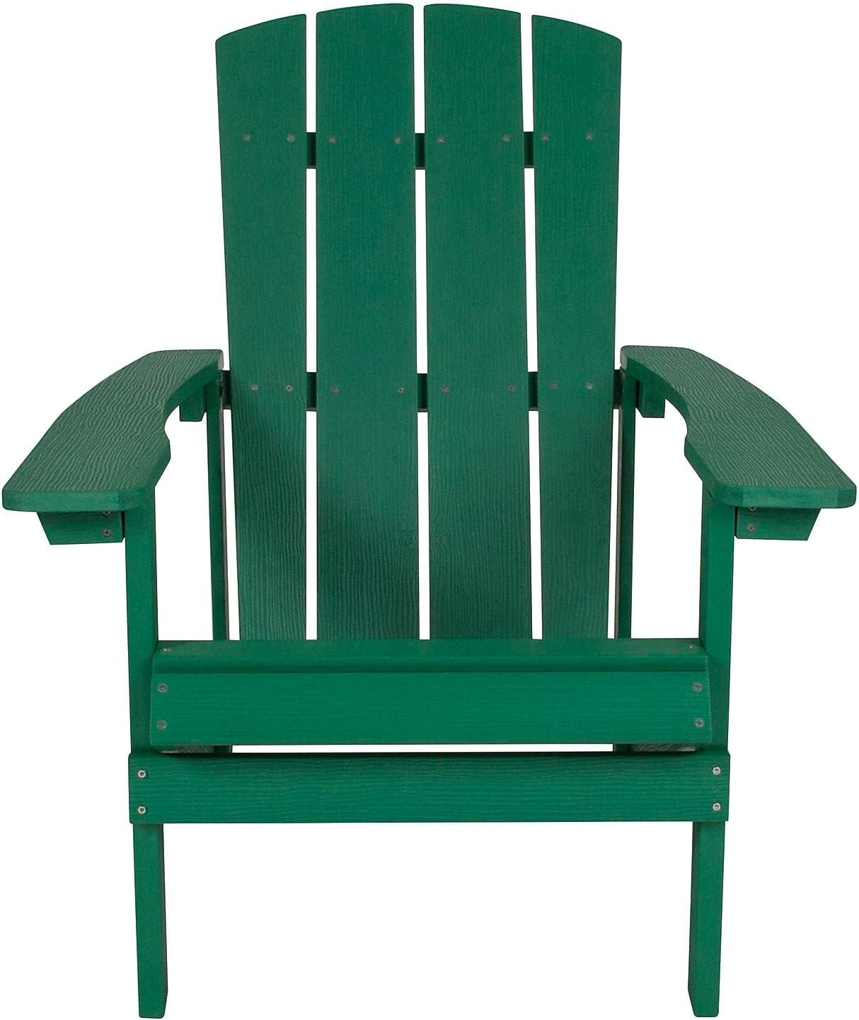 imageFlash Furniture Charlestown Commercial Grade IndoorOutdoor Adirondack Chair Weather Resistant Durable Poly Resin Deck and Patio Seating Slate GrayGreen