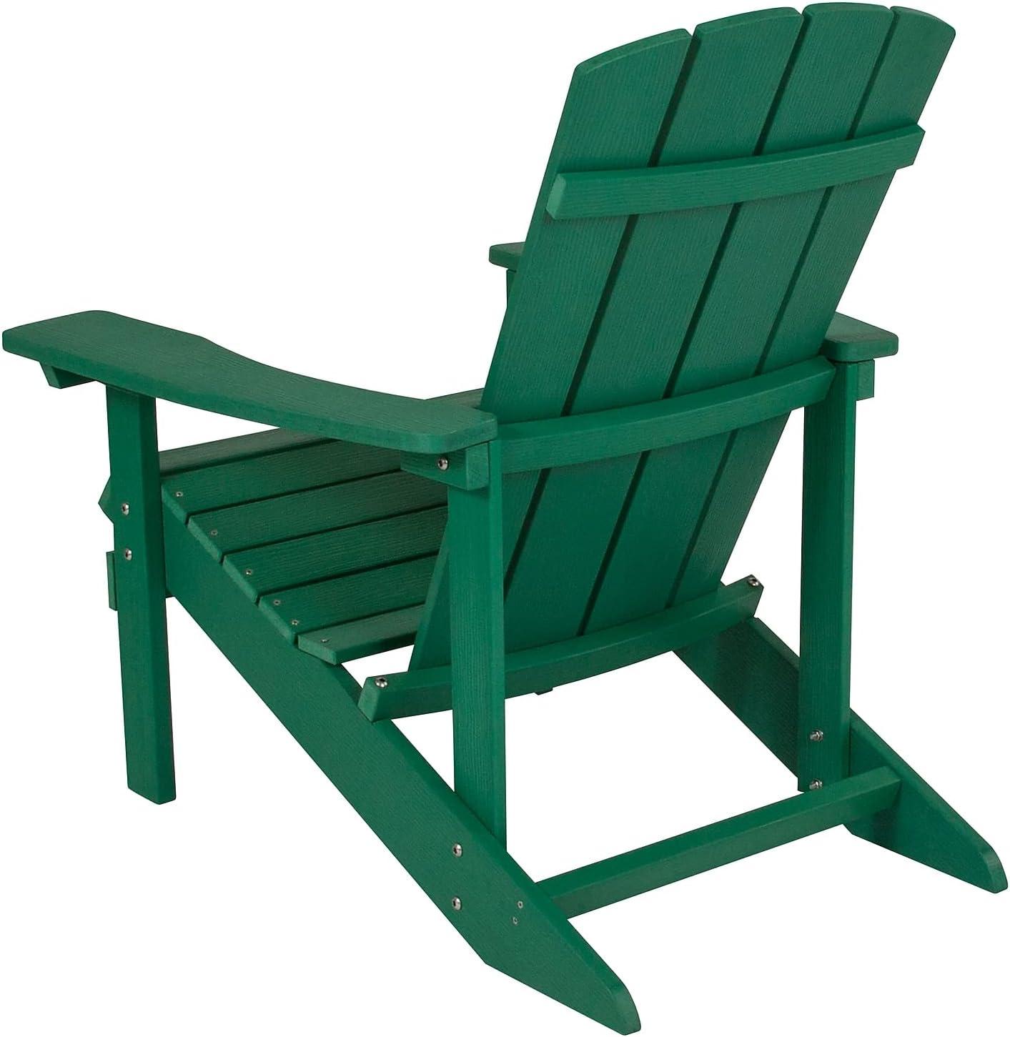 imageFlash Furniture Charlestown Commercial Grade IndoorOutdoor Adirondack Chair Weather Resistant Durable Poly Resin Deck and Patio Seating Slate GrayGreen
