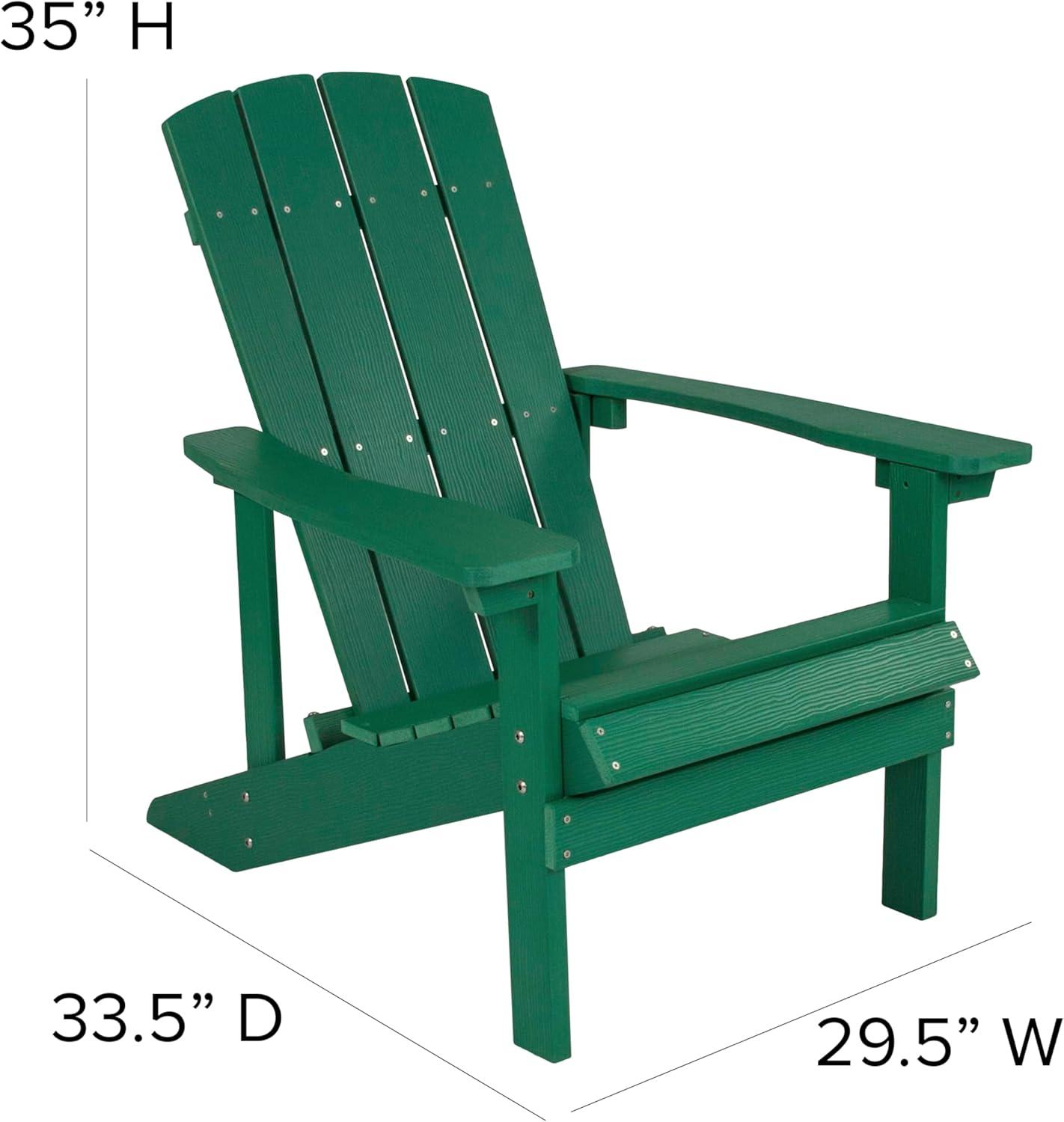 imageFlash Furniture Charlestown Commercial Grade IndoorOutdoor Adirondack Chair Weather Resistant Durable Poly Resin Deck and Patio Seating Slate GrayGreen