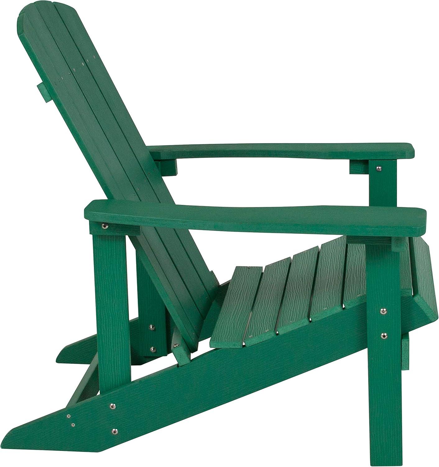 imageFlash Furniture Charlestown Commercial Grade IndoorOutdoor Adirondack Chair Weather Resistant Durable Poly Resin Deck and Patio Seating Slate GrayGreen