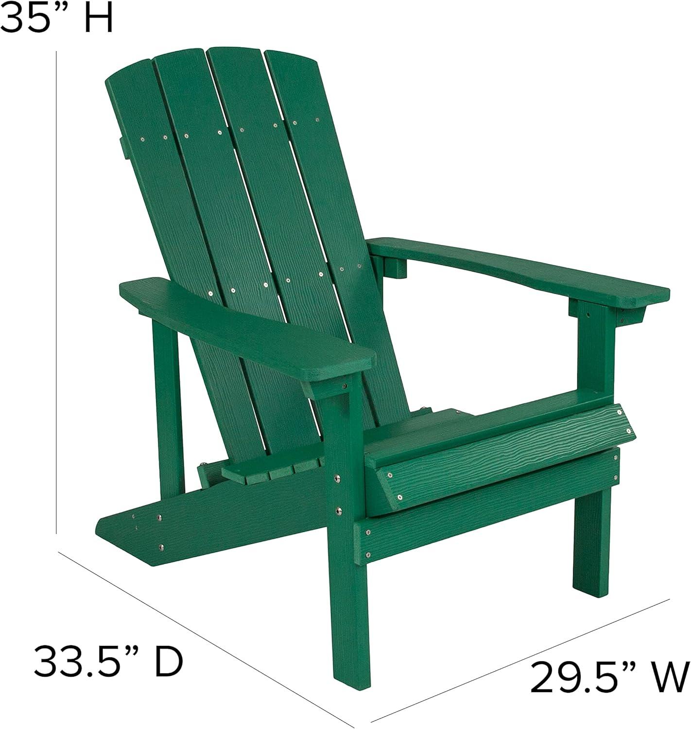 imageFlash Furniture Charlestown Commercial Grade IndoorOutdoor Adirondack Chair Weather Resistant Durable Poly Resin Deck and Patio Seating Slate GrayGreen