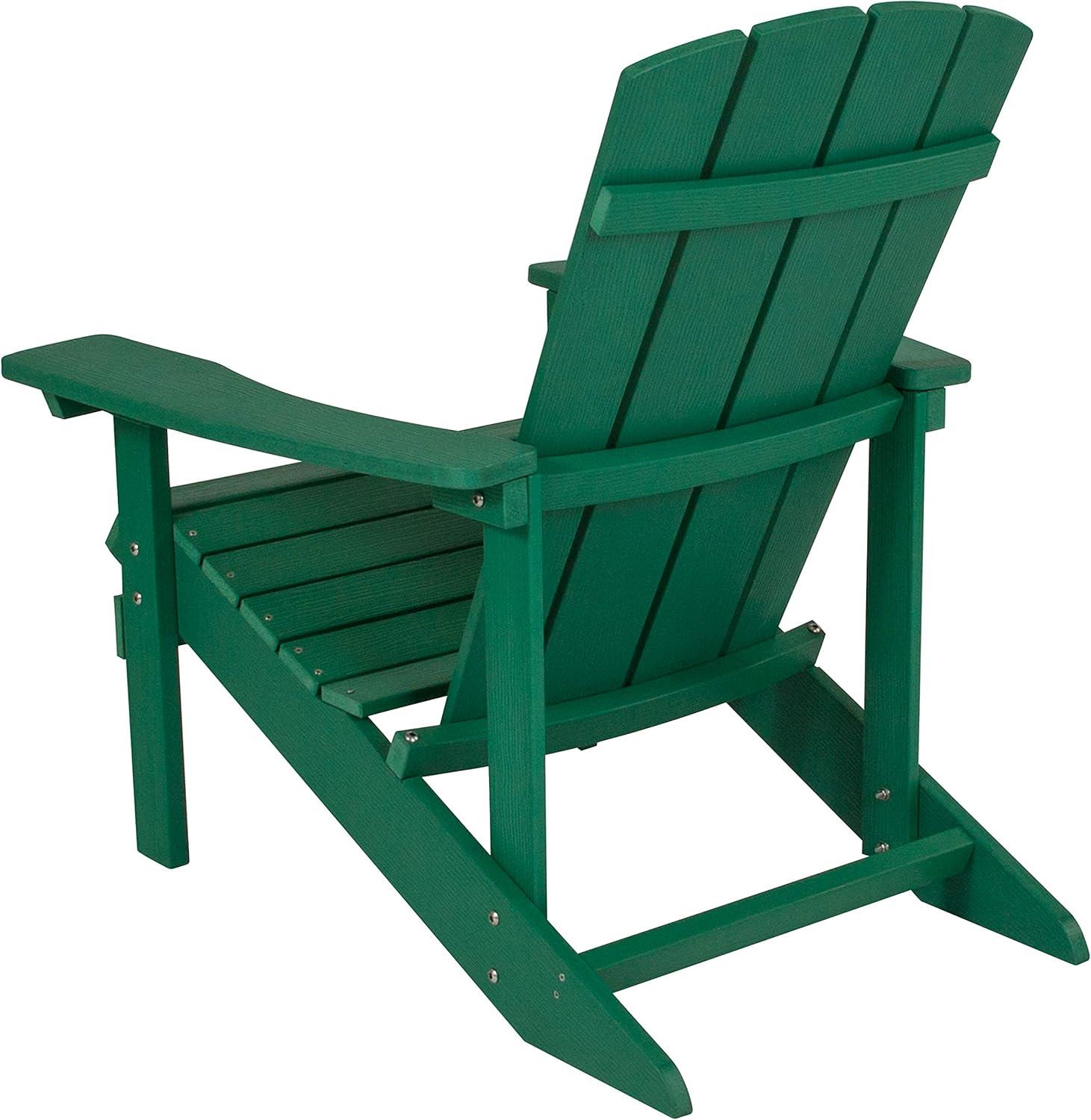 imageFlash Furniture Charlestown Commercial Grade IndoorOutdoor Adirondack Chair Weather Resistant Durable Poly Resin Deck and Patio Seating Slate GrayGreen