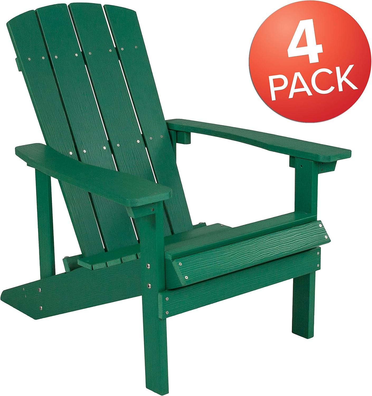 imageFlash Furniture Charlestown Commercial Grade IndoorOutdoor Adirondack Chair Weather Resistant Durable Poly Resin Deck and Patio Seating Slate GrayGreen