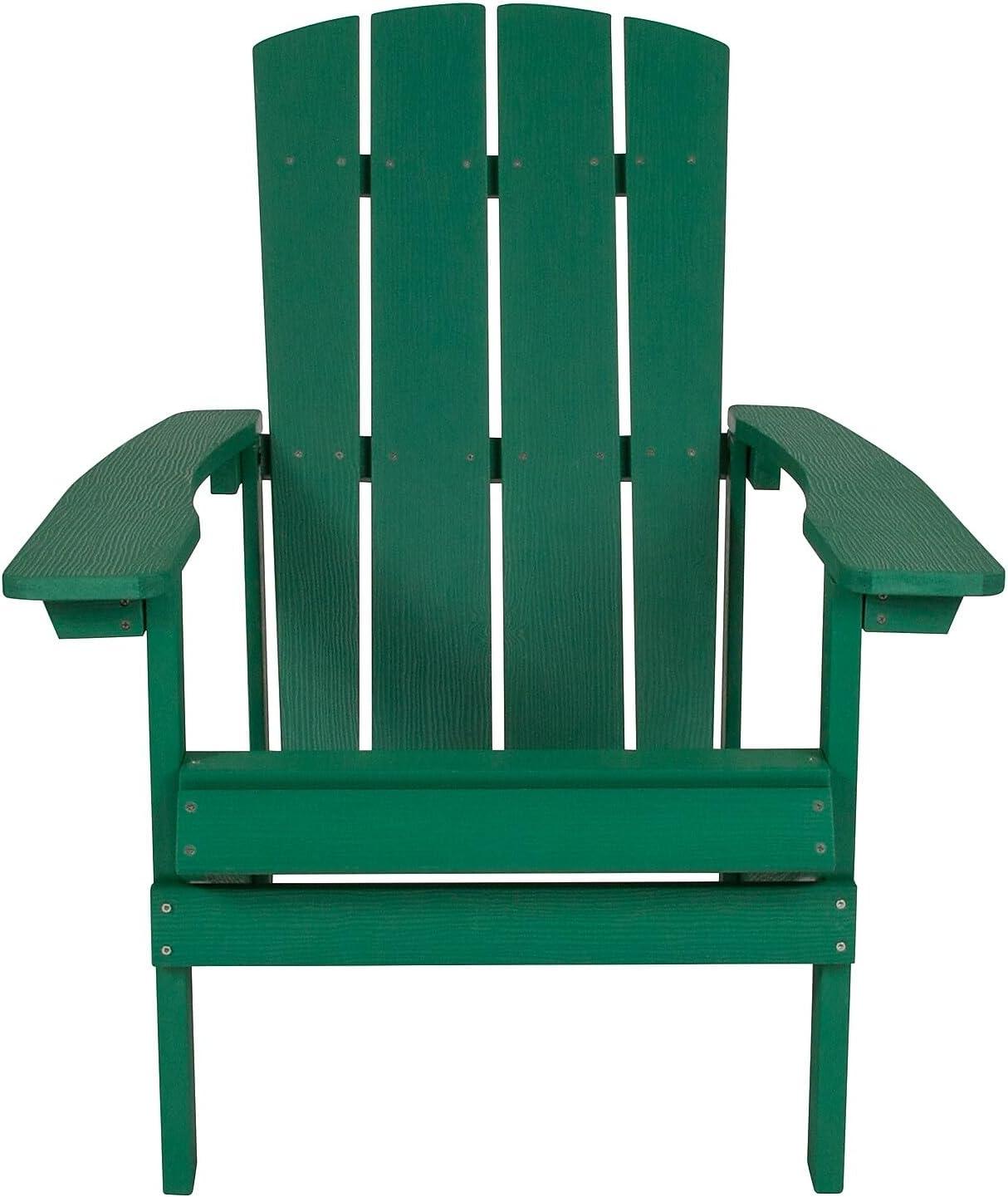 imageFlash Furniture Charlestown Commercial Grade IndoorOutdoor Adirondack Chair Weather Resistant Durable Poly Resin Deck and Patio Seating Slate GrayGreen