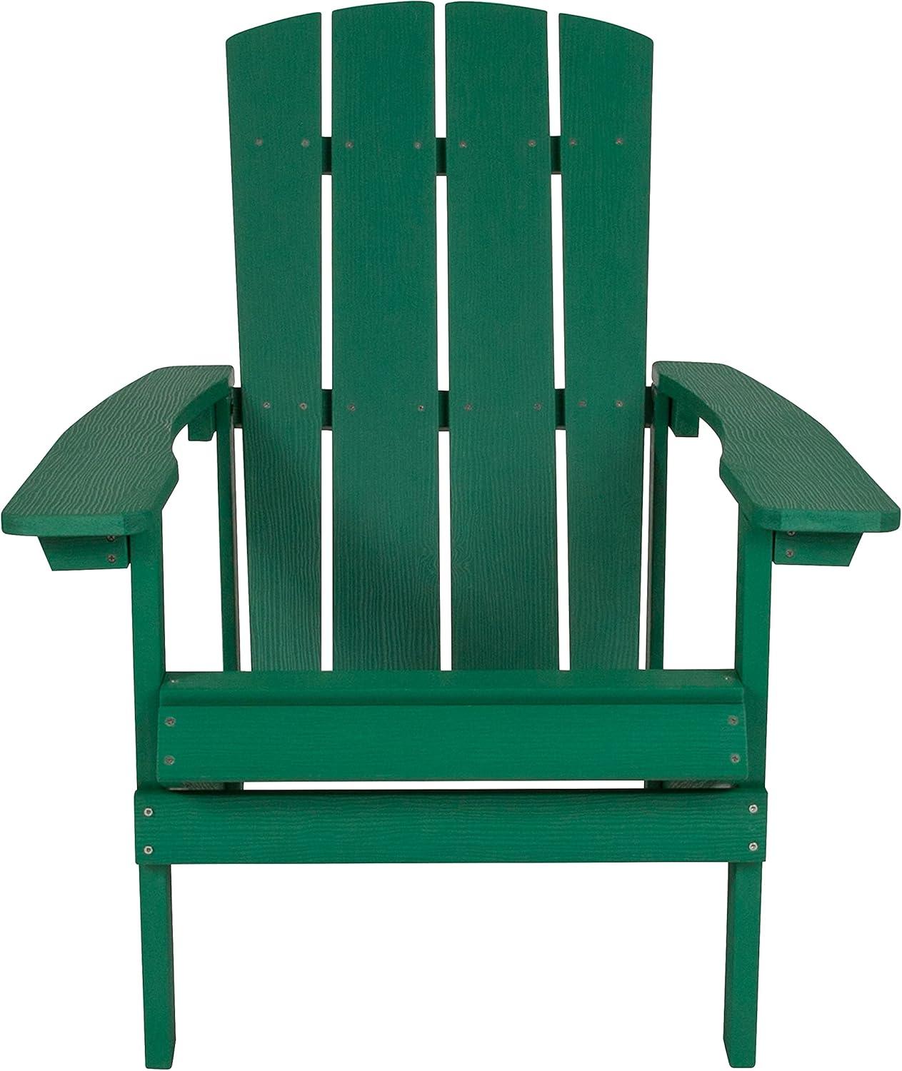 imageFlash Furniture Charlestown Commercial Grade IndoorOutdoor Adirondack Chair Weather Resistant Durable Poly Resin Deck and Patio Seating Slate GrayGreen