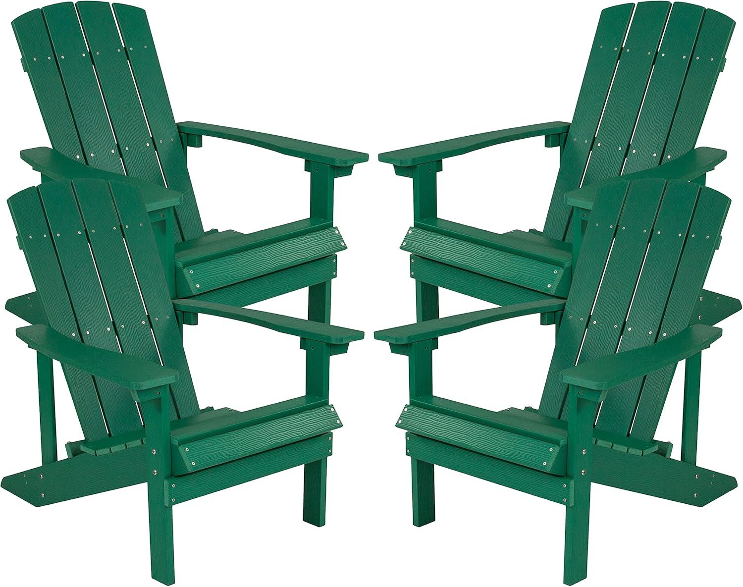 imageFlash Furniture Charlestown Commercial Grade IndoorOutdoor Adirondack Chair Weather Resistant Durable Poly Resin Deck and Patio Seating Slate GrayGreen
