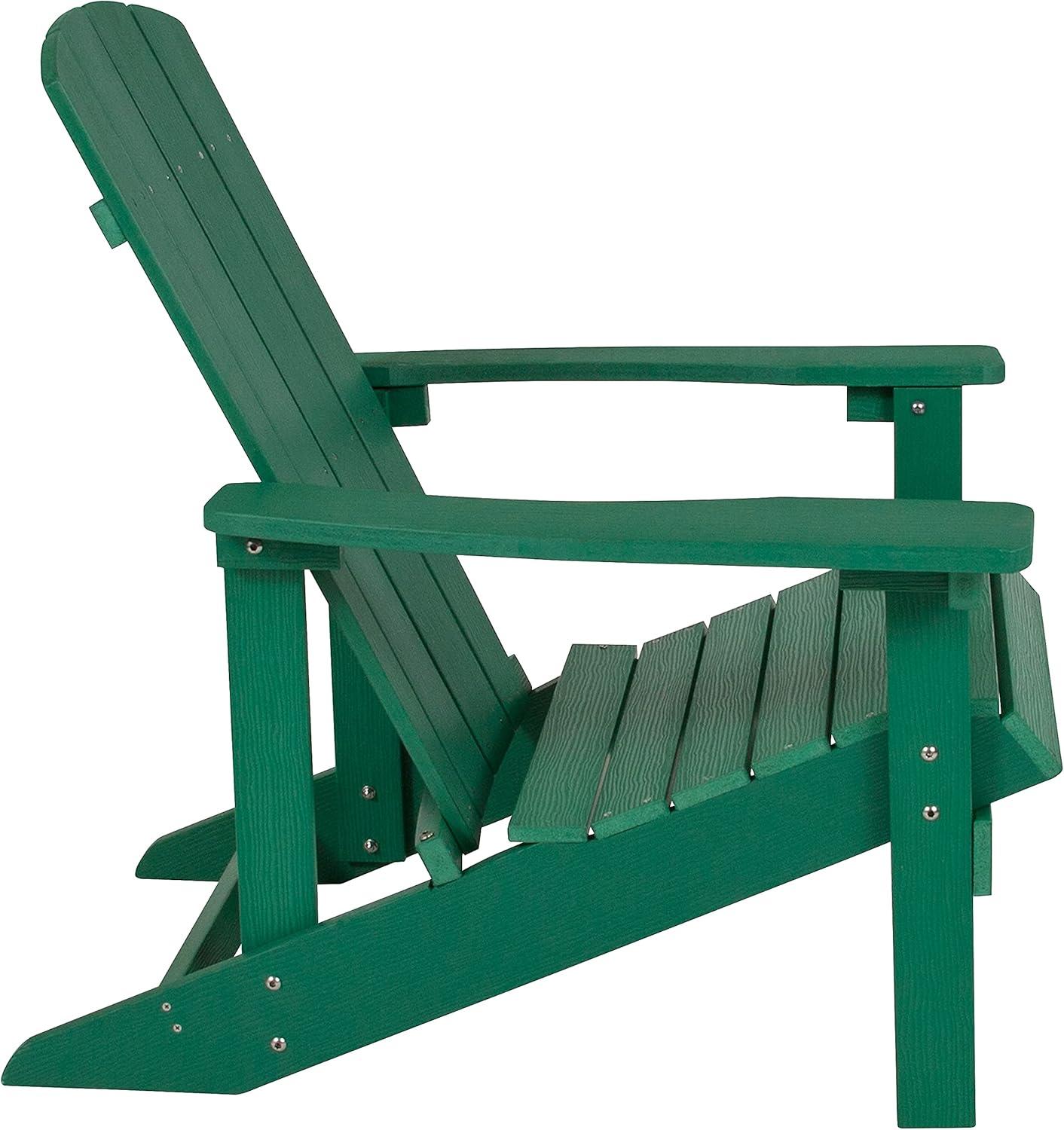 imageFlash Furniture Charlestown Commercial Grade IndoorOutdoor Adirondack Chair Weather Resistant Durable Poly Resin Deck and Patio Seating Slate GrayGreen