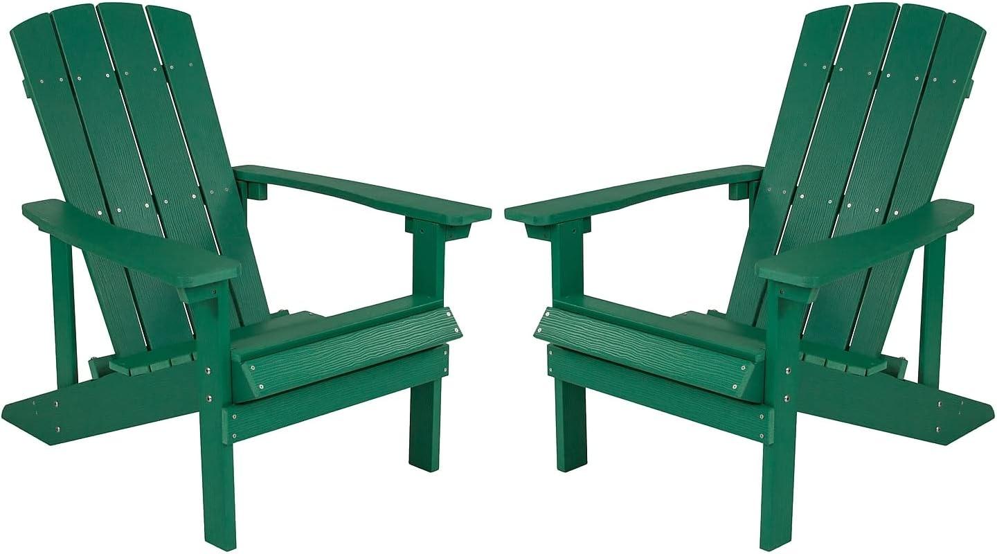 imageFlash Furniture Charlestown Commercial Grade IndoorOutdoor Adirondack Chair Weather Resistant Durable Poly Resin Deck and Patio Seating Slate GrayGreen