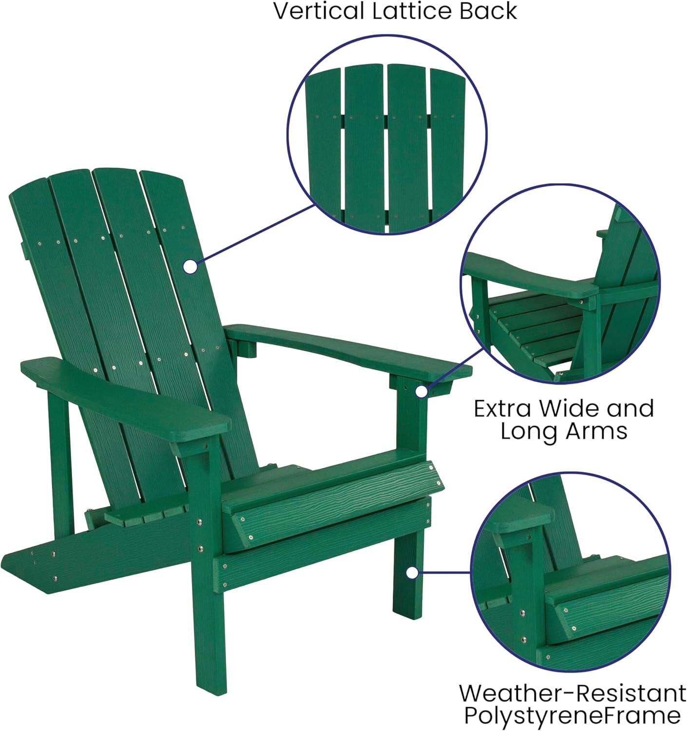 imageFlash Furniture Charlestown Commercial Grade IndoorOutdoor Adirondack Chair Weather Resistant Durable Poly Resin Deck and Patio Seating Slate GrayGreen