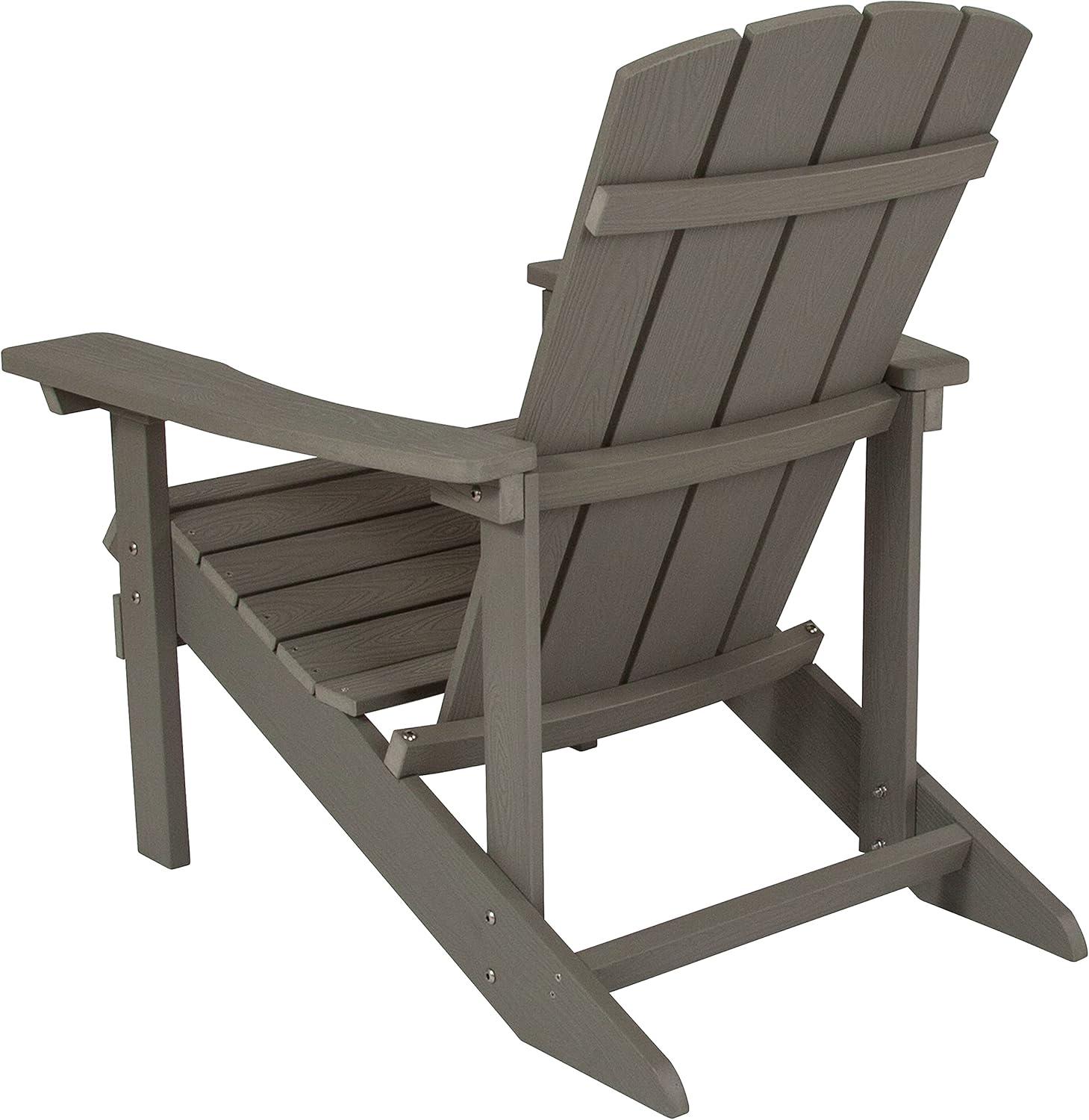 imageFlash Furniture Charlestown Commercial Grade IndoorOutdoor Adirondack Chair Weather Resistant Durable Poly Resin Deck and Patio Seating Slate GrayGrey