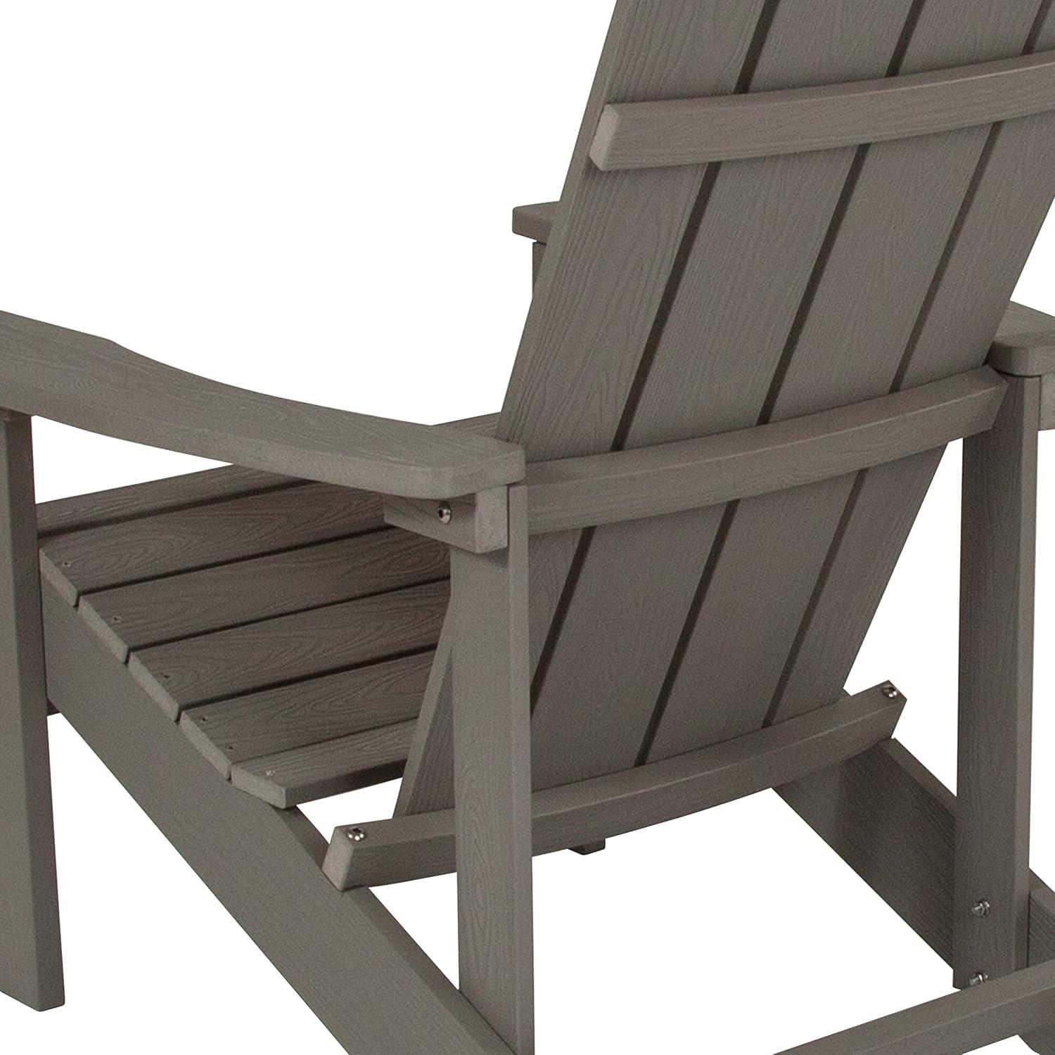 imageFlash Furniture Charlestown Commercial Grade IndoorOutdoor Adirondack Chair Weather Resistant Durable Poly Resin Deck and Patio Seating Slate GrayGrey