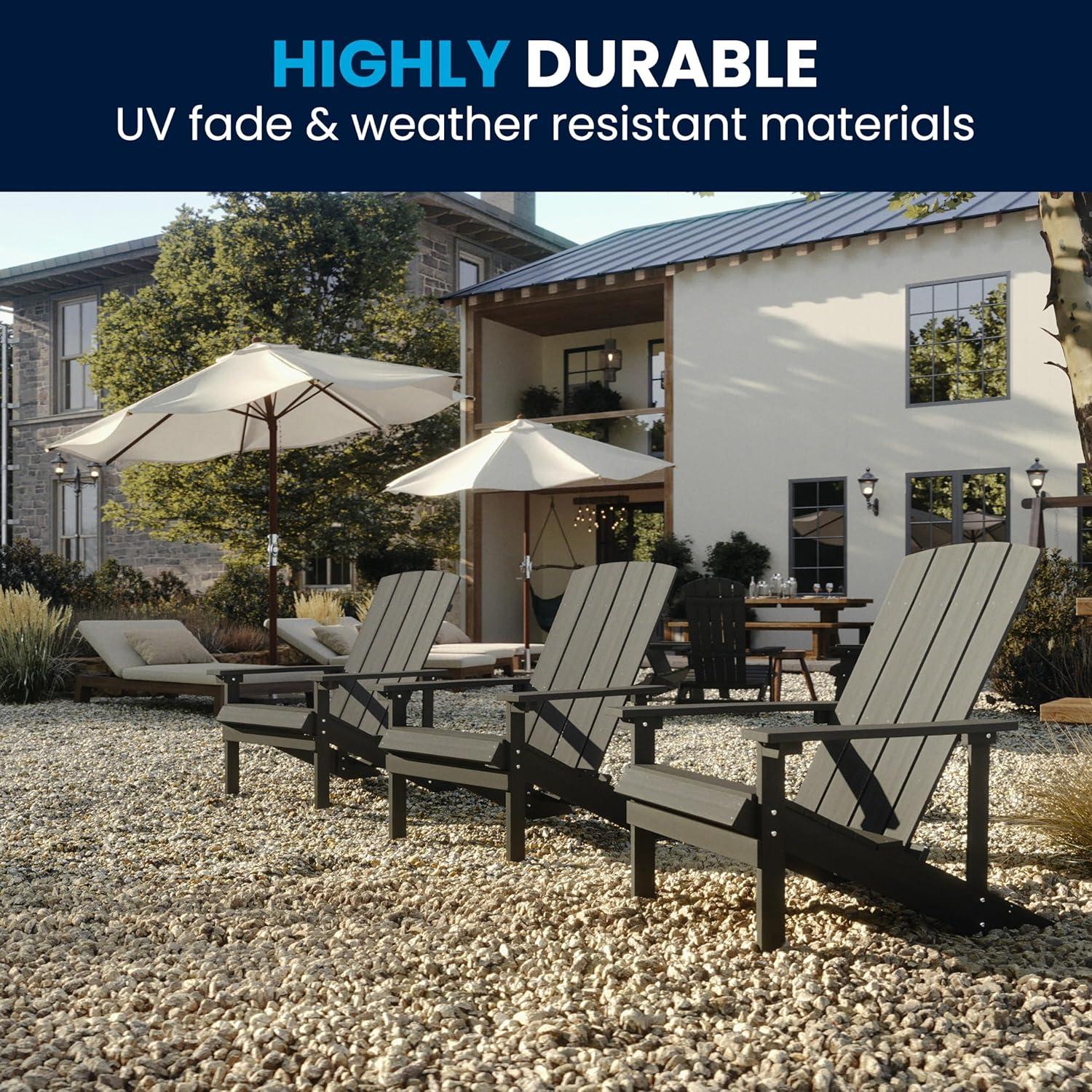 imageFlash Furniture Charlestown Commercial Grade IndoorOutdoor Adirondack Chair Weather Resistant Durable Poly Resin Deck and Patio Seating Slate GrayGrey