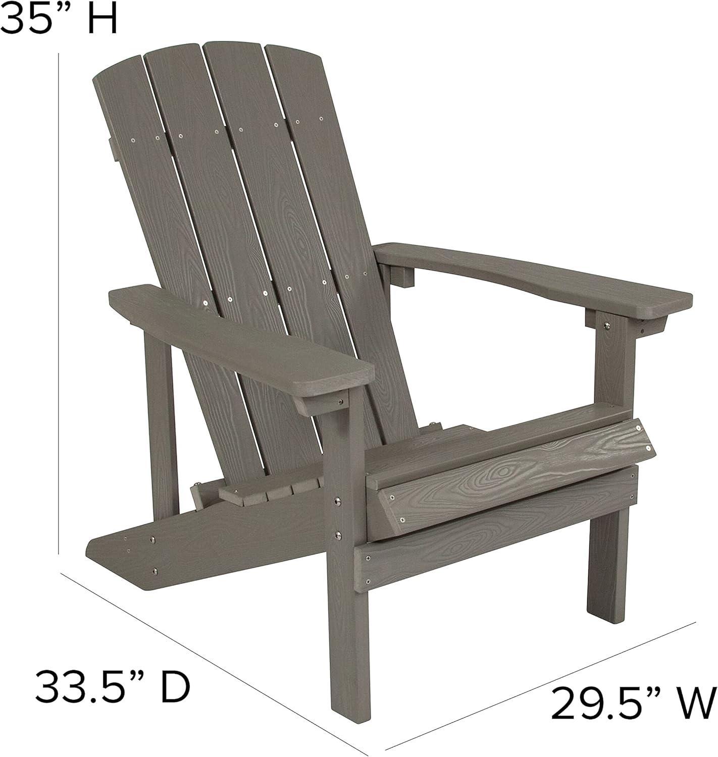 imageFlash Furniture Charlestown Commercial Grade IndoorOutdoor Adirondack Chair Weather Resistant Durable Poly Resin Deck and Patio Seating Slate GrayGrey