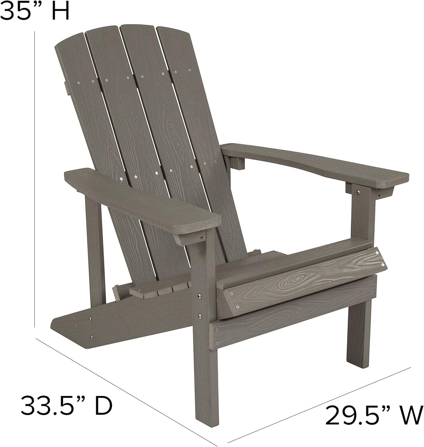 imageFlash Furniture Charlestown Commercial Grade IndoorOutdoor Adirondack Chair Weather Resistant Durable Poly Resin Deck and Patio Seating Slate GrayGrey