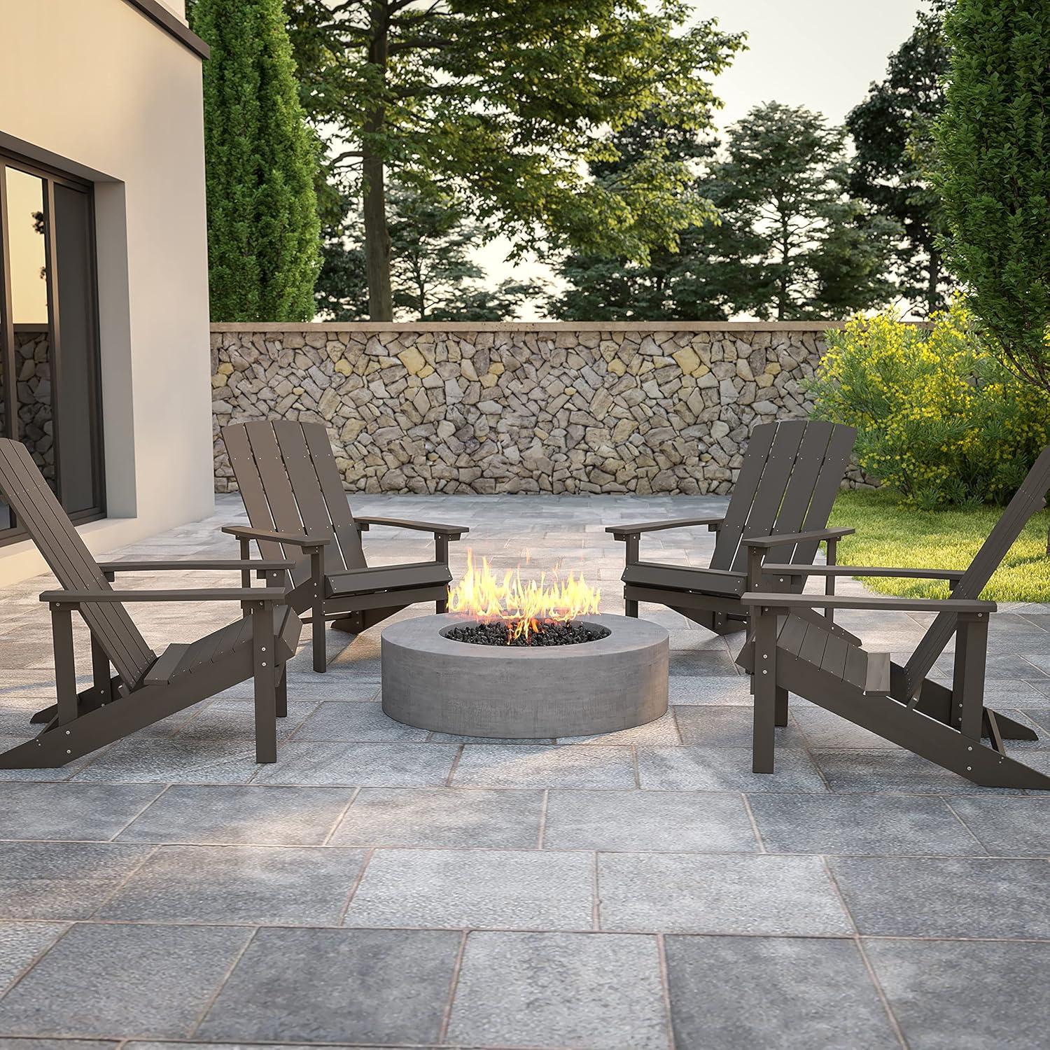 imageFlash Furniture Charlestown Commercial Grade IndoorOutdoor Adirondack Chair Weather Resistant Durable Poly Resin Deck and Patio Seating Slate GrayGrey