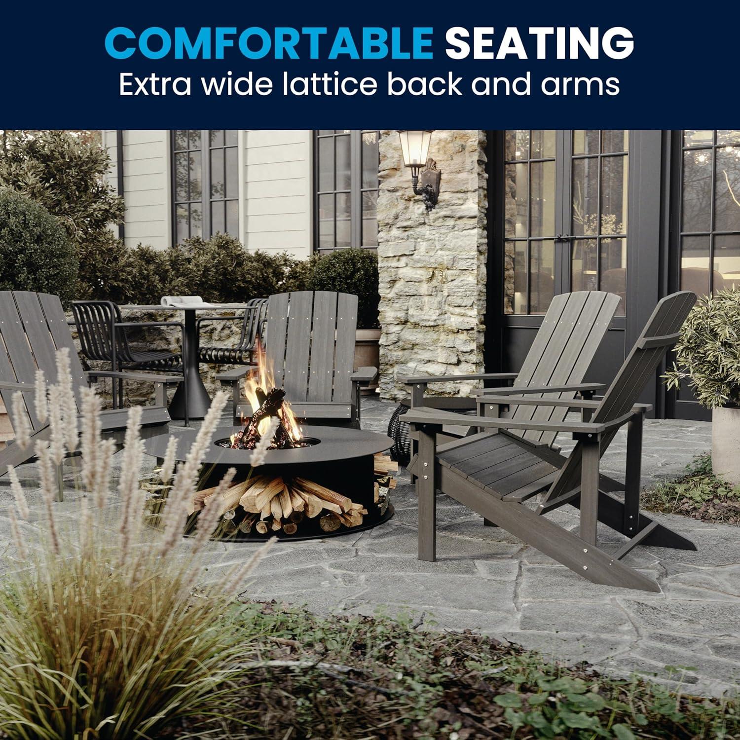 imageFlash Furniture Charlestown Commercial Grade IndoorOutdoor Adirondack Chair Weather Resistant Durable Poly Resin Deck and Patio Seating Slate GrayGrey