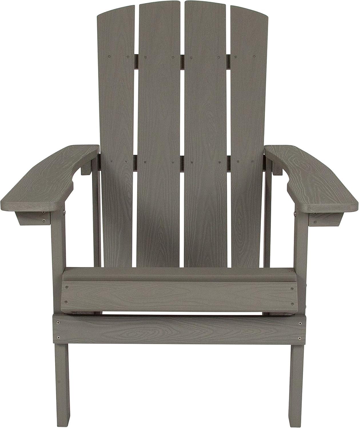 imageFlash Furniture Charlestown Commercial Grade IndoorOutdoor Adirondack Chair Weather Resistant Durable Poly Resin Deck and Patio Seating Slate GrayGrey