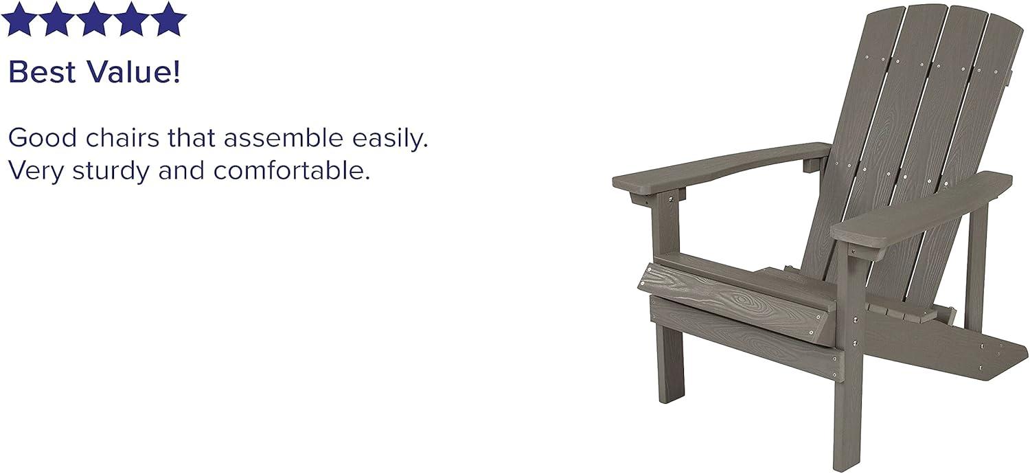imageFlash Furniture Charlestown Commercial Grade IndoorOutdoor Adirondack Chair Weather Resistant Durable Poly Resin Deck and Patio Seating Slate GrayGrey