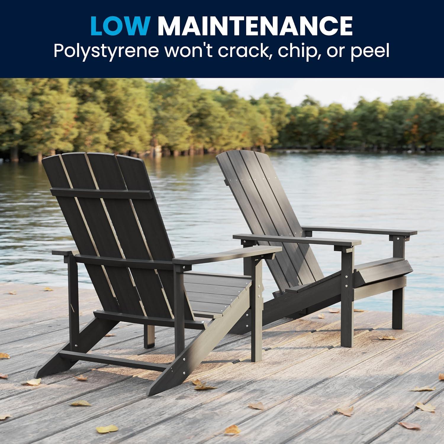 imageFlash Furniture Charlestown Commercial Grade IndoorOutdoor Adirondack Chair Weather Resistant Durable Poly Resin Deck and Patio Seating Slate GrayGrey