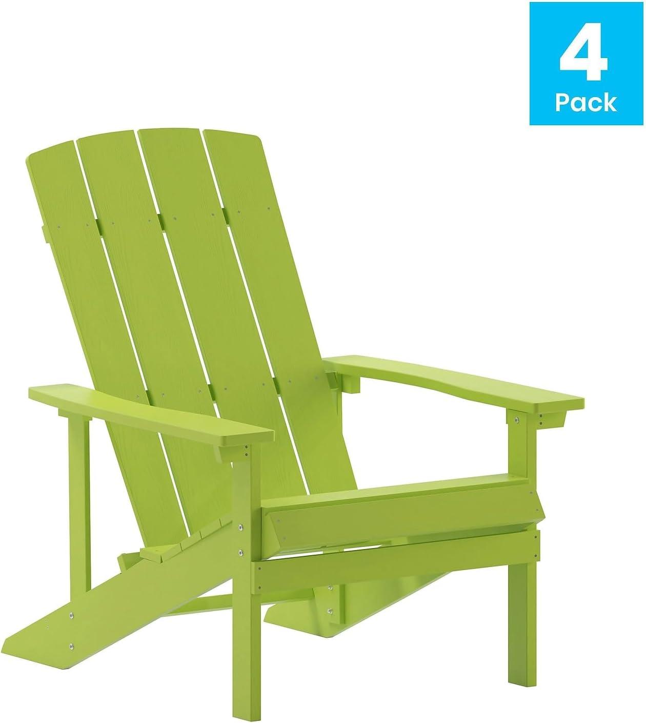 imageFlash Furniture Charlestown Commercial Grade IndoorOutdoor Adirondack Chair Weather Resistant Durable Poly Resin Deck and Patio Seating Slate GrayLime Green