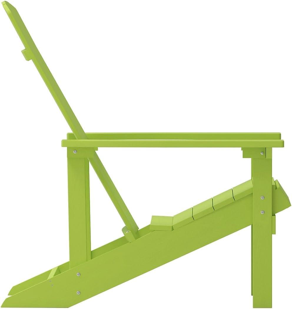 imageFlash Furniture Charlestown Commercial Grade IndoorOutdoor Adirondack Chair Weather Resistant Durable Poly Resin Deck and Patio Seating Slate GrayLime Green