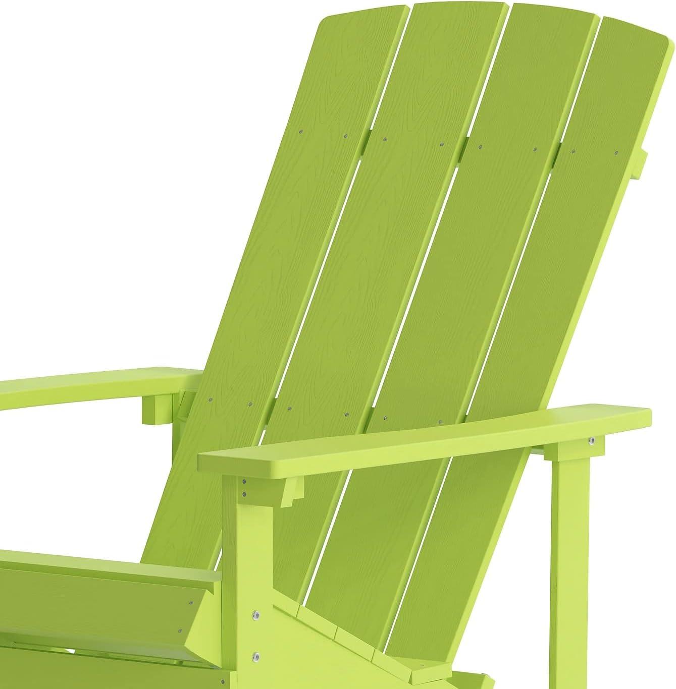 imageFlash Furniture Charlestown Commercial Grade IndoorOutdoor Adirondack Chair Weather Resistant Durable Poly Resin Deck and Patio Seating Slate GrayLime Green