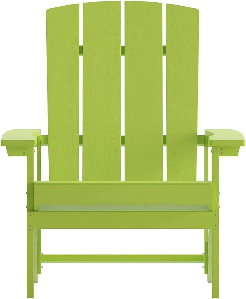imageFlash Furniture Charlestown Commercial Grade IndoorOutdoor Adirondack Chair Weather Resistant Durable Poly Resin Deck and Patio Seating Slate GrayLime Green