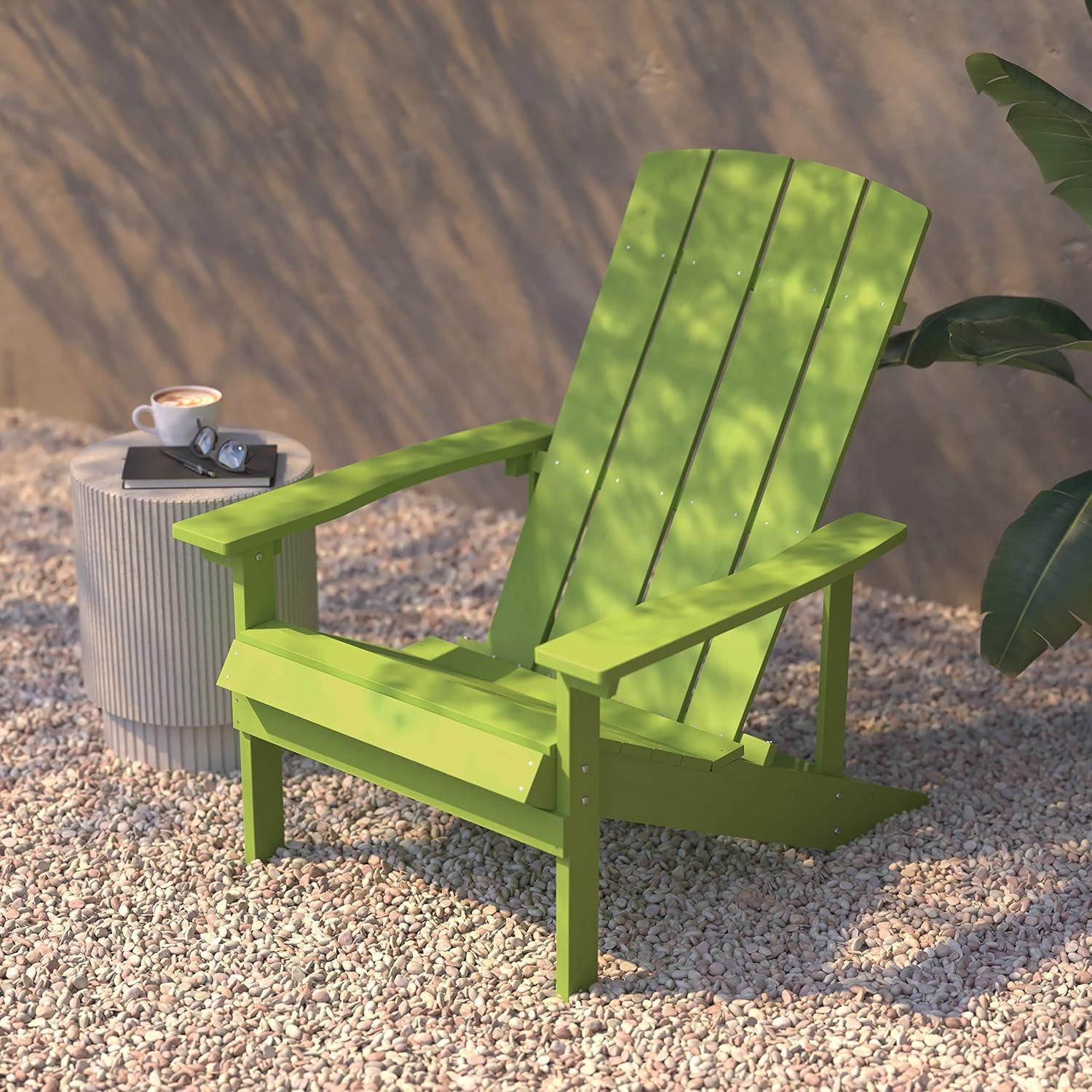 imageFlash Furniture Charlestown Commercial Grade IndoorOutdoor Adirondack Chair Weather Resistant Durable Poly Resin Deck and Patio Seating Slate GrayLime Green