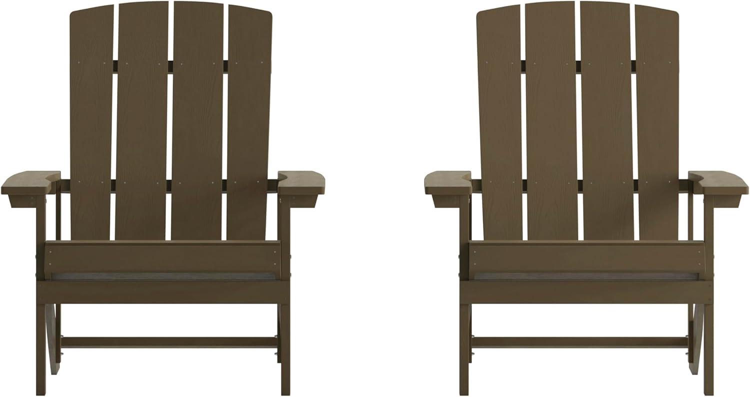 imageFlash Furniture Charlestown Commercial Grade IndoorOutdoor Adirondack Chair Weather Resistant Durable Poly Resin Deck and Patio Seating Slate GrayMahogany