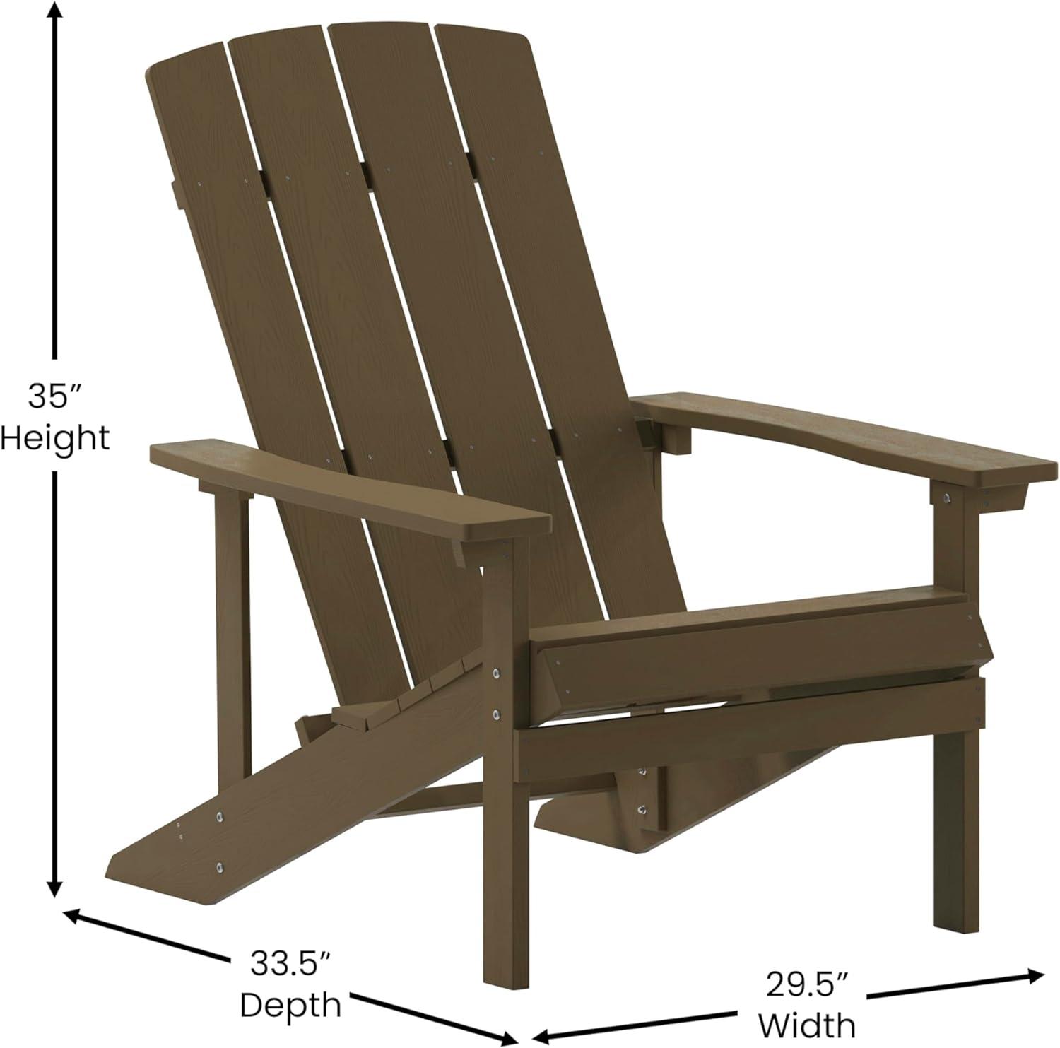 imageFlash Furniture Charlestown Commercial Grade IndoorOutdoor Adirondack Chair Weather Resistant Durable Poly Resin Deck and Patio Seating Slate GrayMahogany