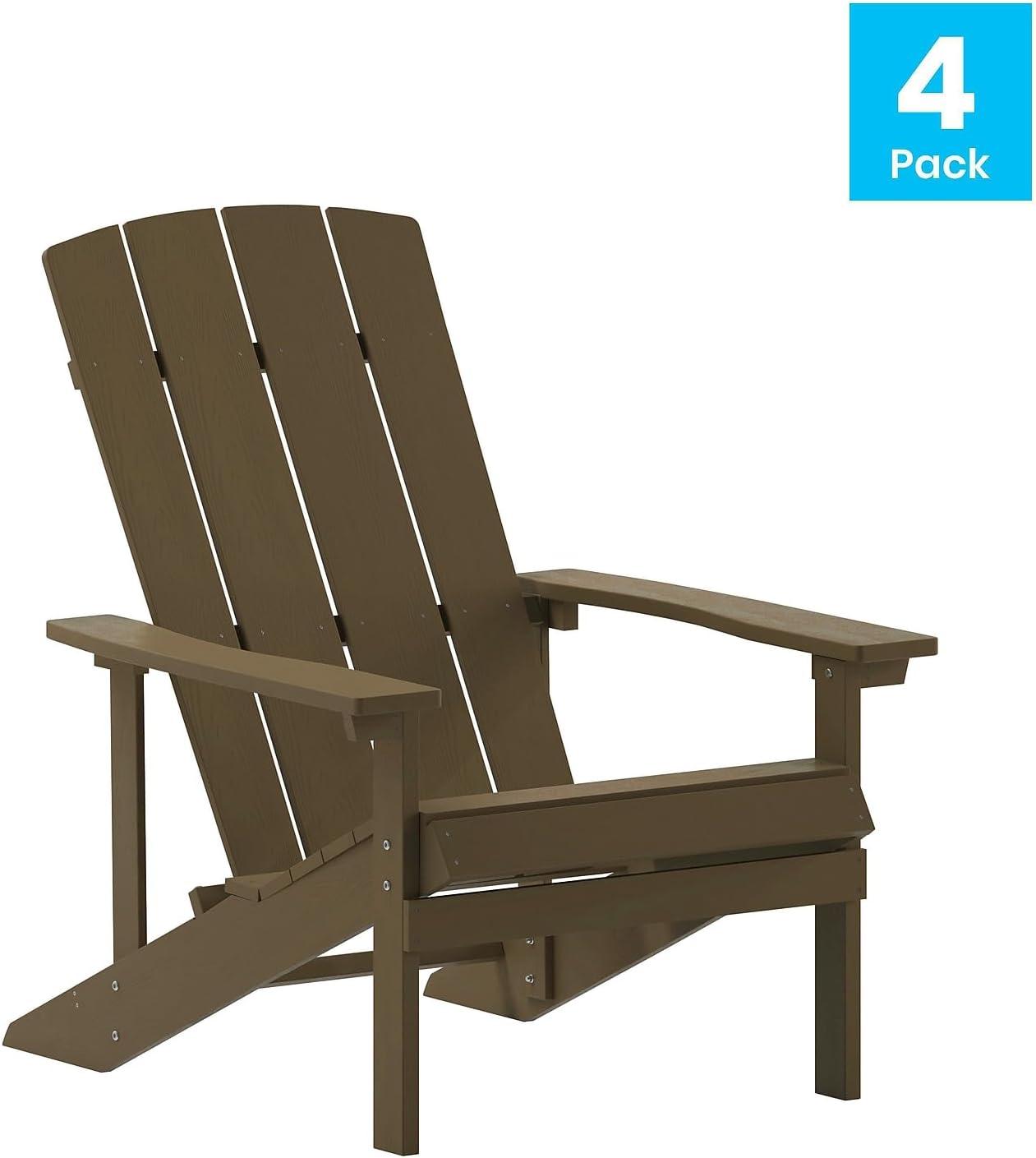 imageFlash Furniture Charlestown Commercial Grade IndoorOutdoor Adirondack Chair Weather Resistant Durable Poly Resin Deck and Patio Seating Slate GrayMahogany