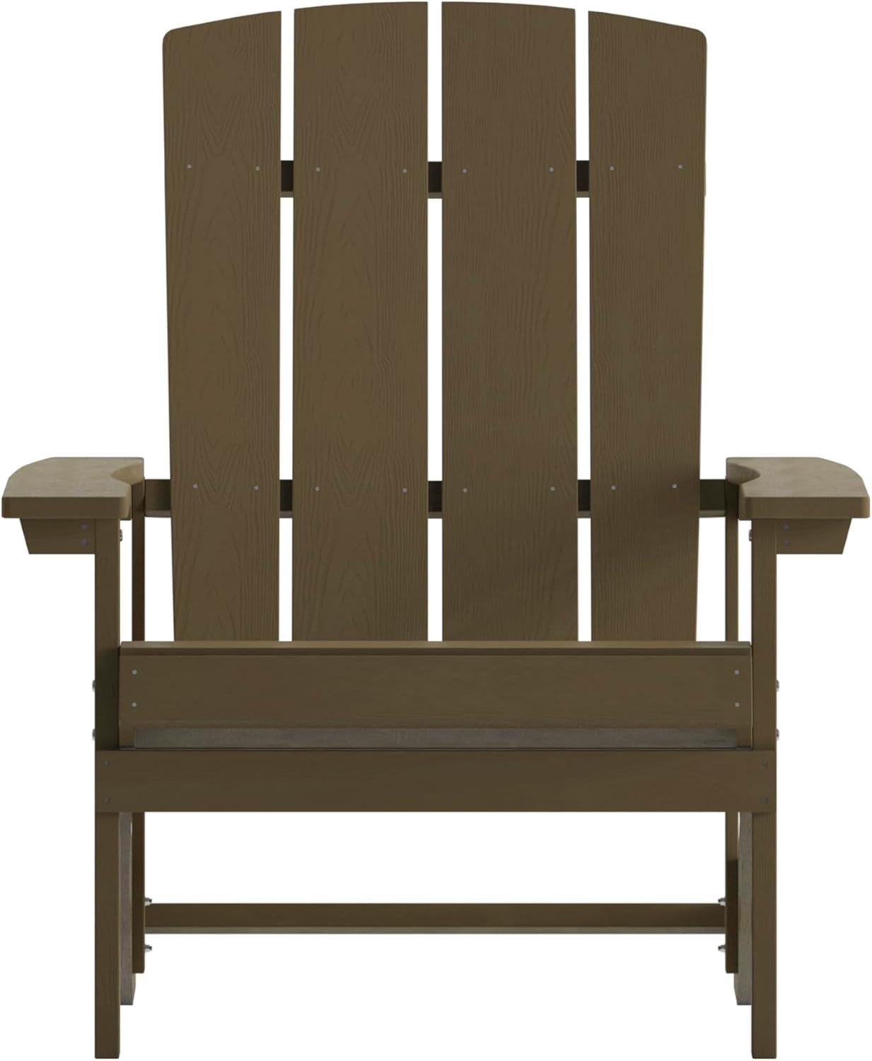 imageFlash Furniture Charlestown Commercial Grade IndoorOutdoor Adirondack Chair Weather Resistant Durable Poly Resin Deck and Patio Seating Slate GrayMahogany