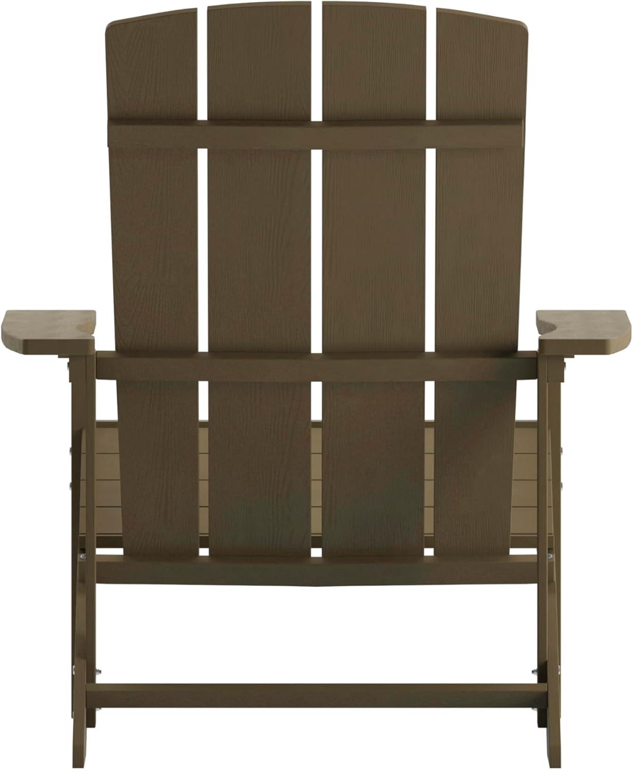 imageFlash Furniture Charlestown Commercial Grade IndoorOutdoor Adirondack Chair Weather Resistant Durable Poly Resin Deck and Patio Seating Slate GrayMahogany