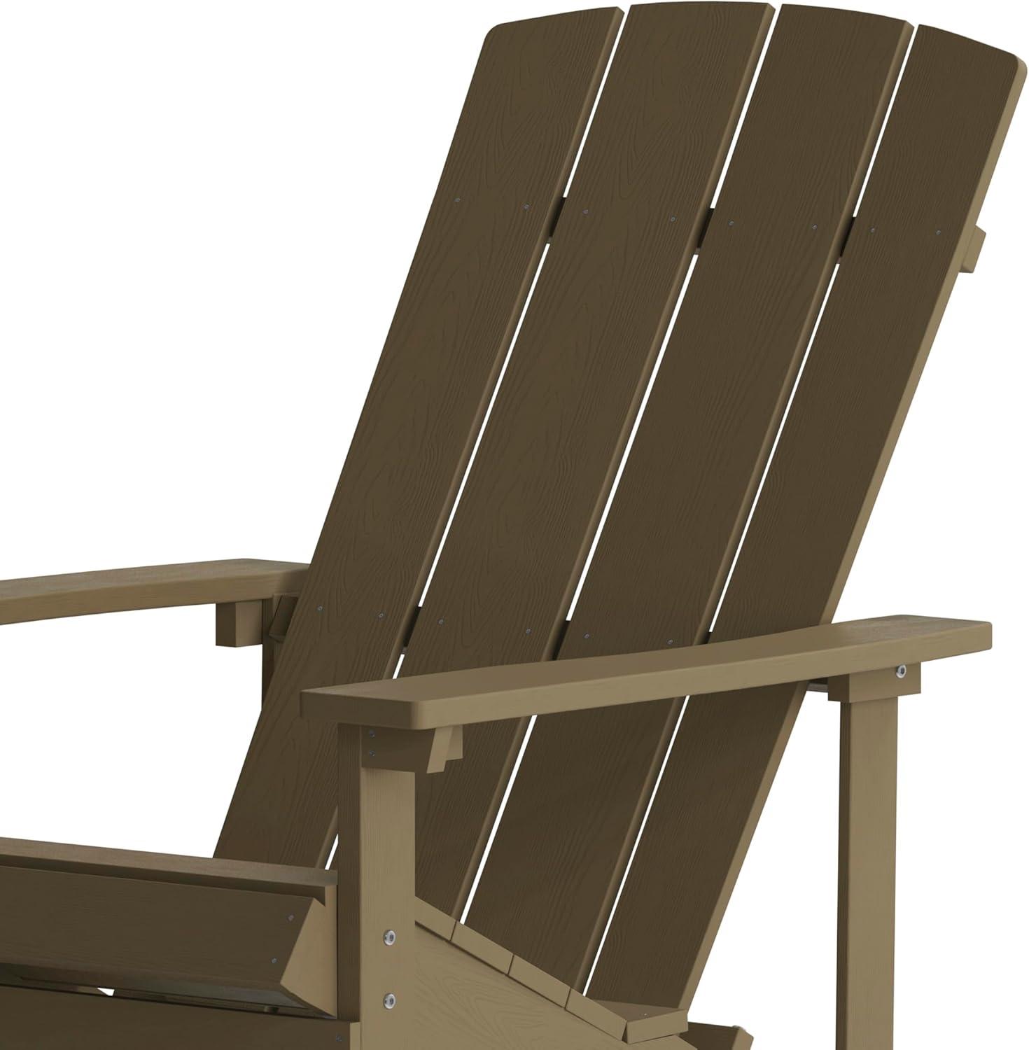 imageFlash Furniture Charlestown Commercial Grade IndoorOutdoor Adirondack Chair Weather Resistant Durable Poly Resin Deck and Patio Seating Slate GrayMahogany