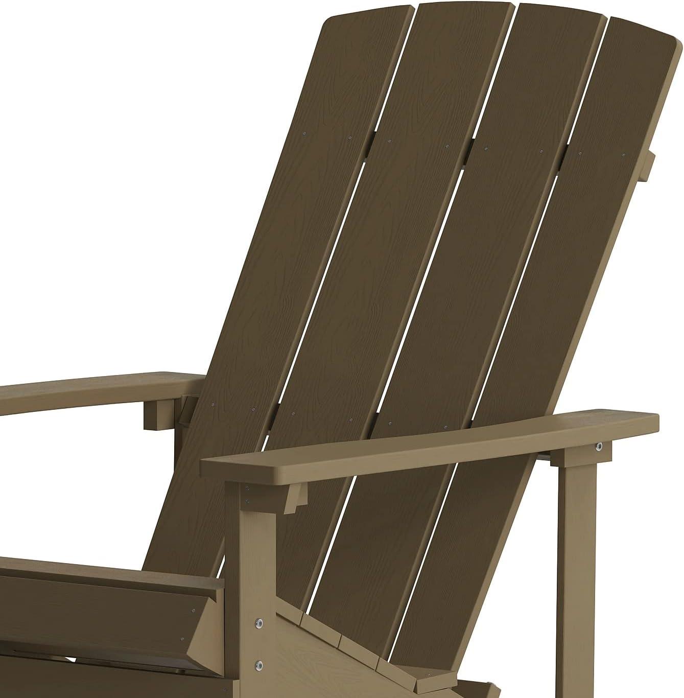 imageFlash Furniture Charlestown Commercial Grade IndoorOutdoor Adirondack Chair Weather Resistant Durable Poly Resin Deck and Patio Seating Slate GrayMahogany